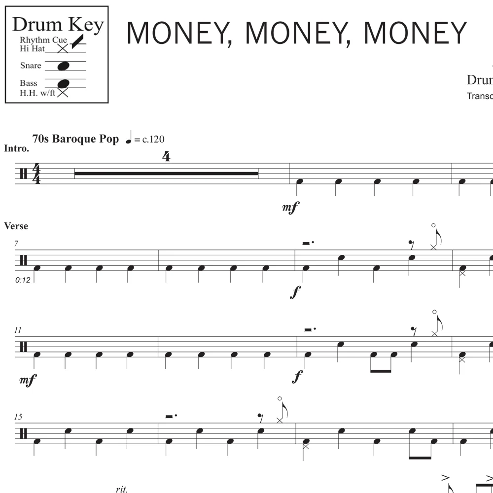 Money, Money, Money - ABBA - Drum Sheet Music - Image 2