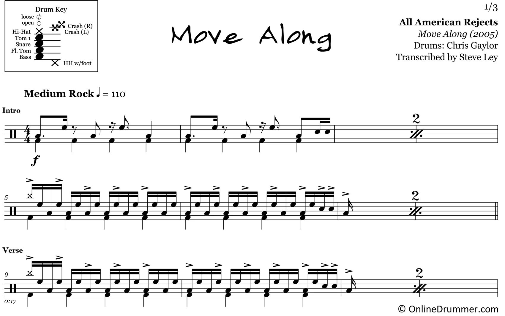 Move Along - All American Rejects - Drum Sheet Music - Image 3