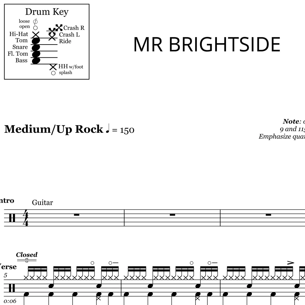 Mr. Brightside - The Killers - Drum Sheet Music - Image 2