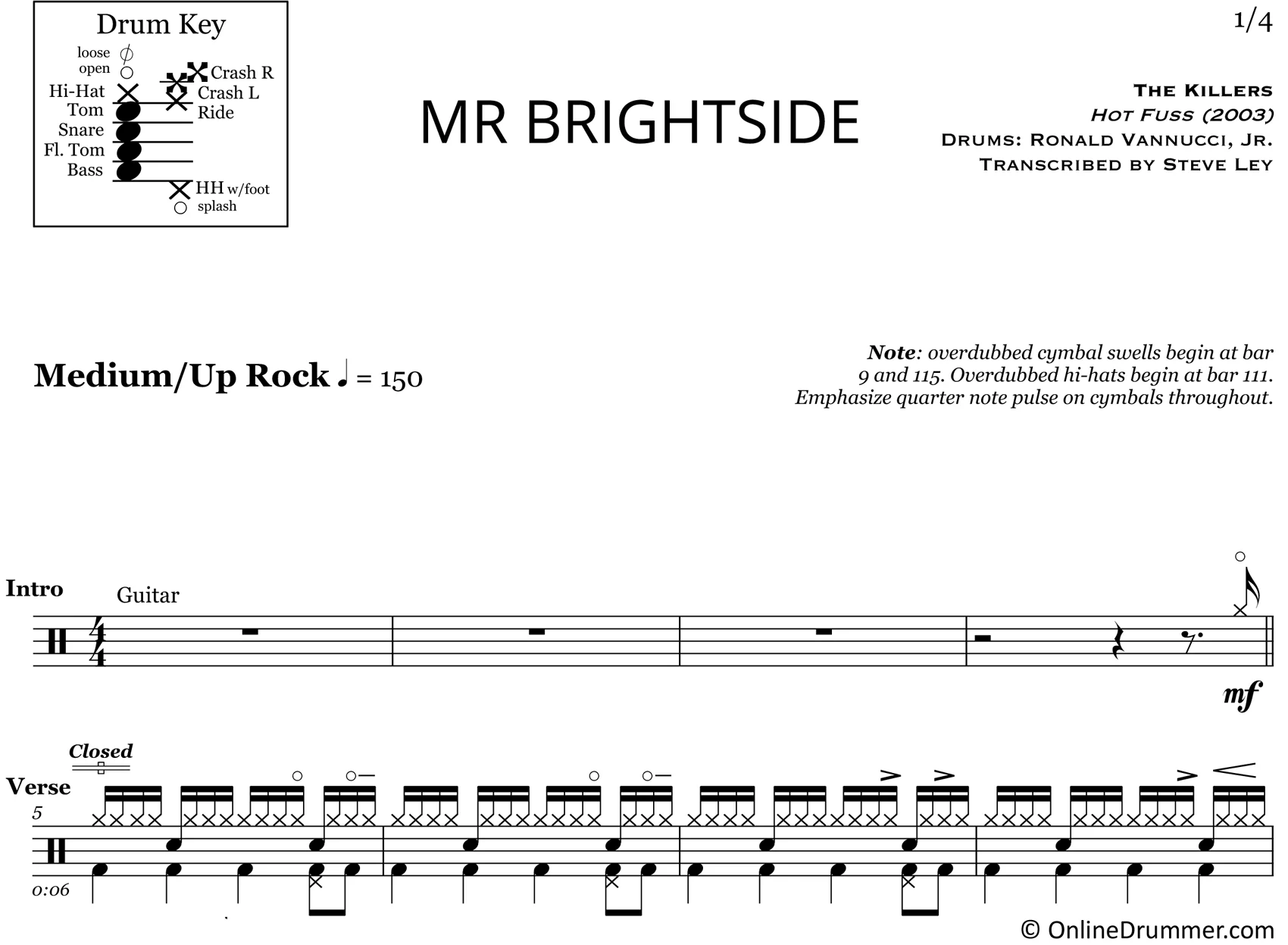 Mr. Brightside - The Killers - Drum Sheet Music - Image 3