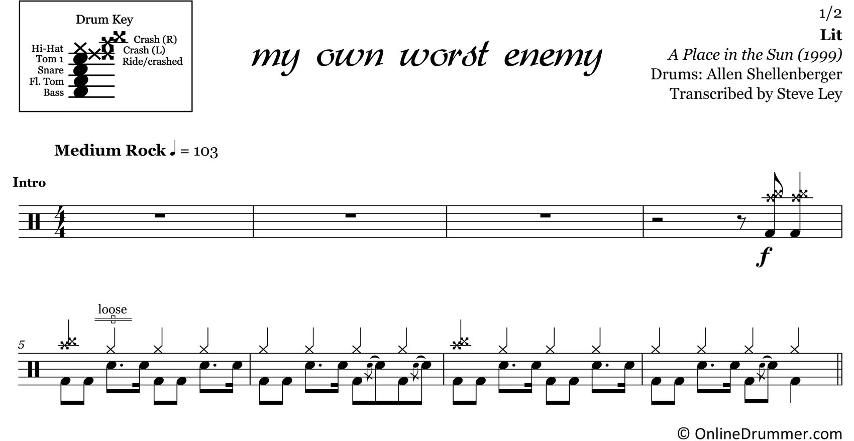 My Own Worst Enemy - Lit - Drum Sheet Music - Image 3