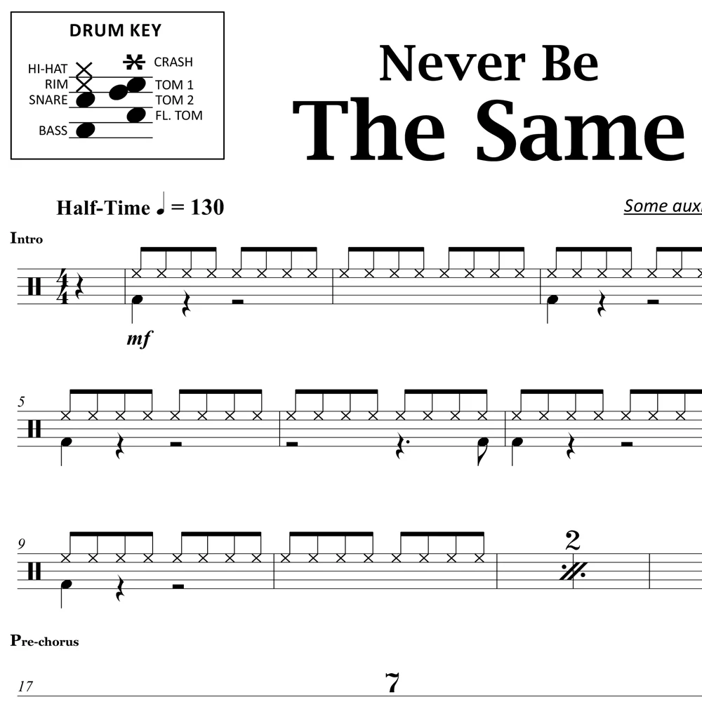 Never Be The Same - Camila Cabello - Drum Sheet Music - Image 2