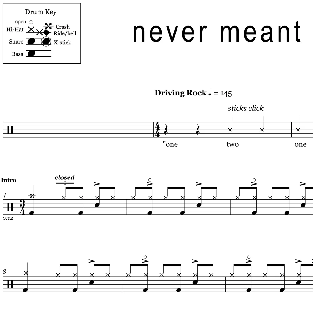 Never Meant - American Football - Drum Sheet Music - Image 2
