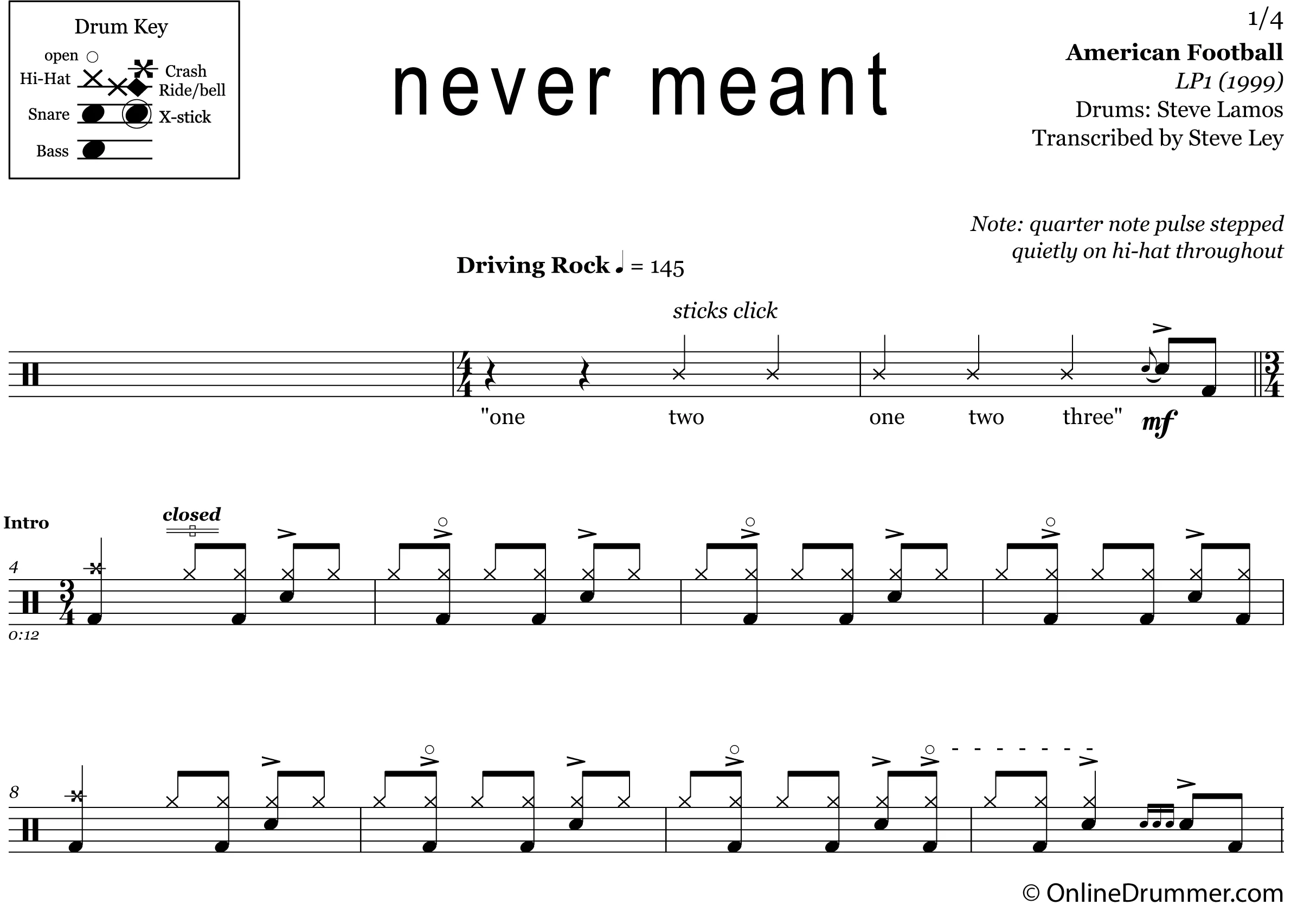 Never Meant - American Football - Drum Sheet Music - Image 3