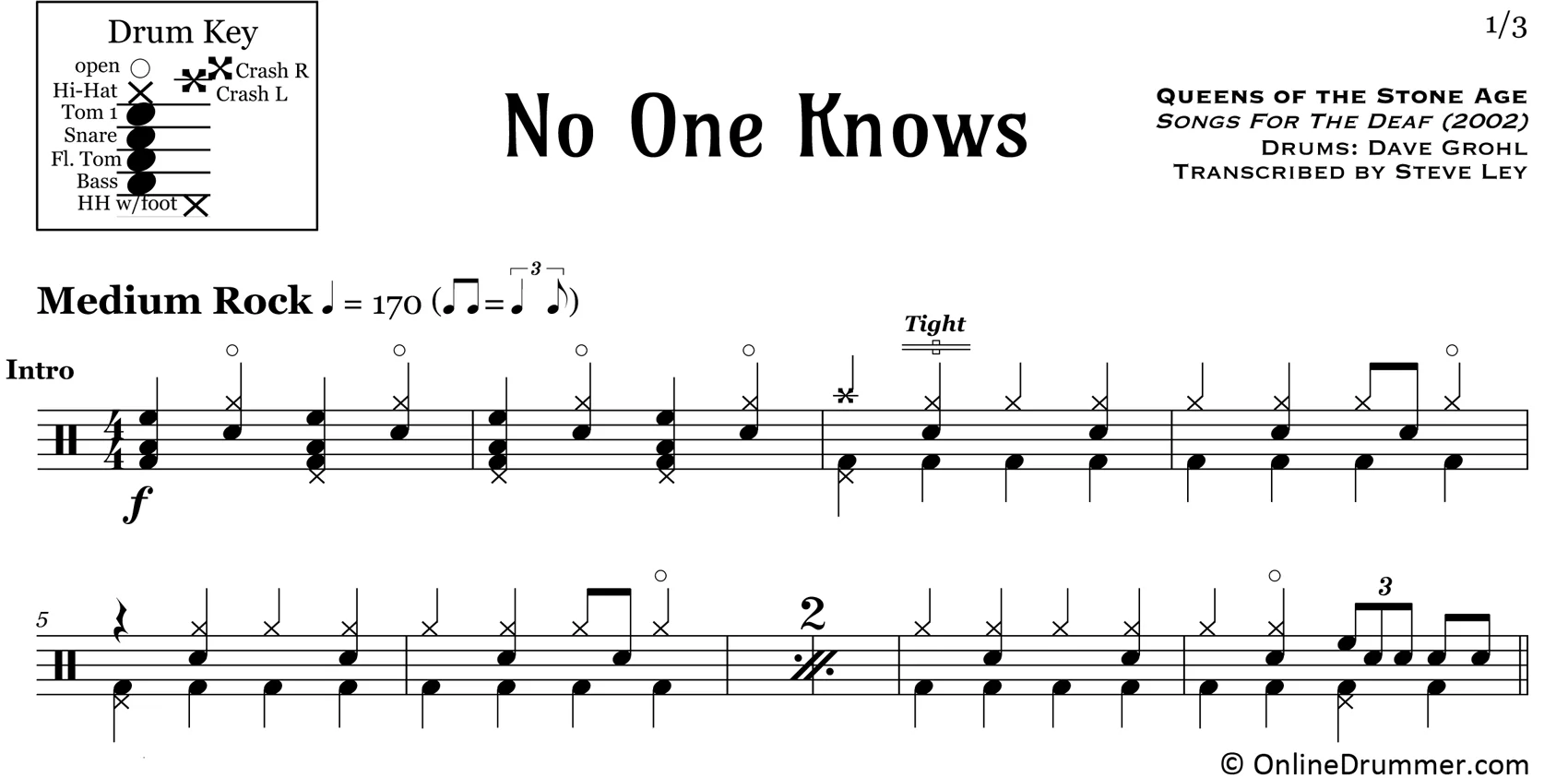 No One Knows - Queens Of The Stone Age - Drum Sheet Music - Image 3
