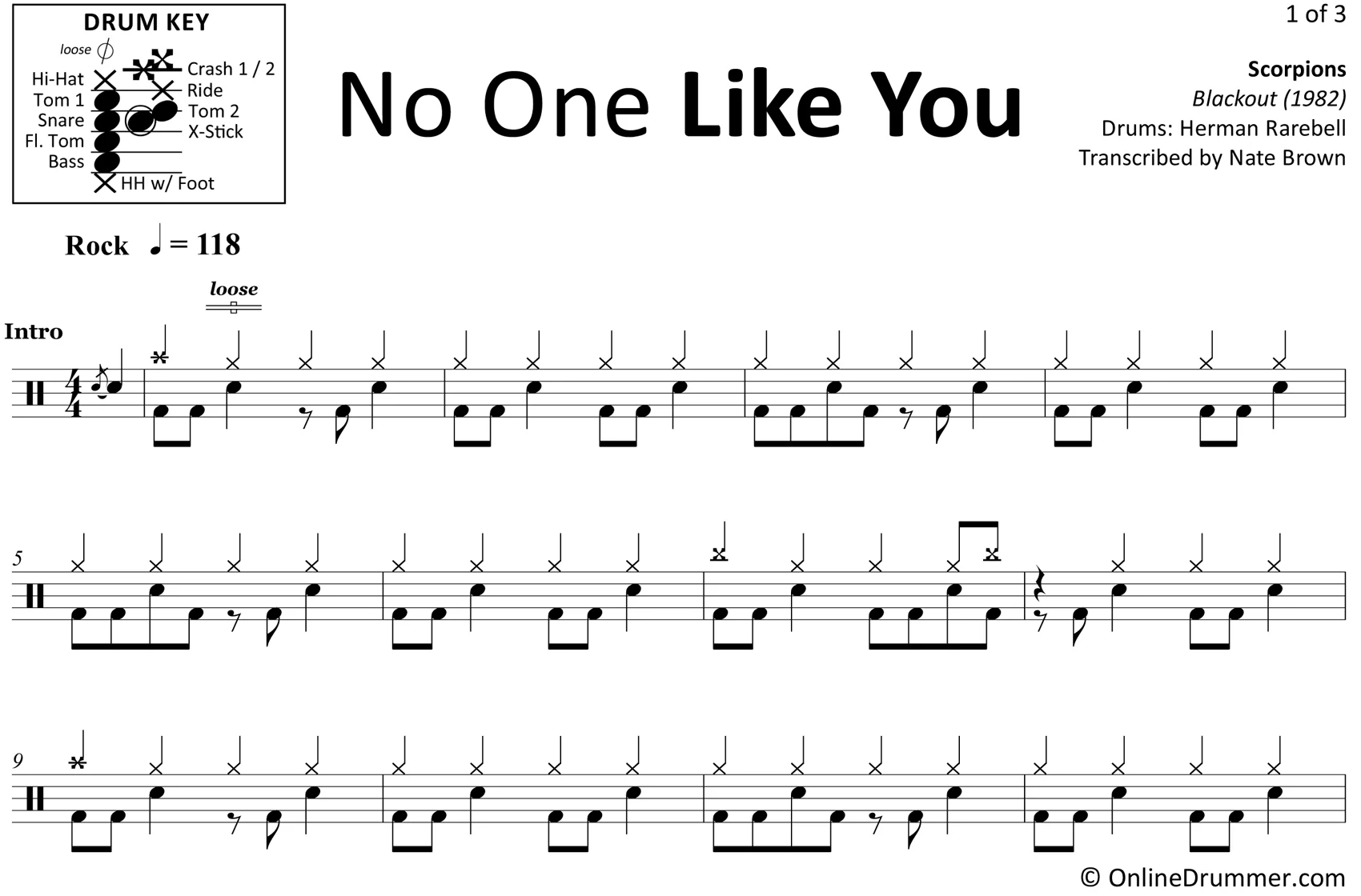 No One Like You - Scorpions - Drum Sheet Music - Image 3