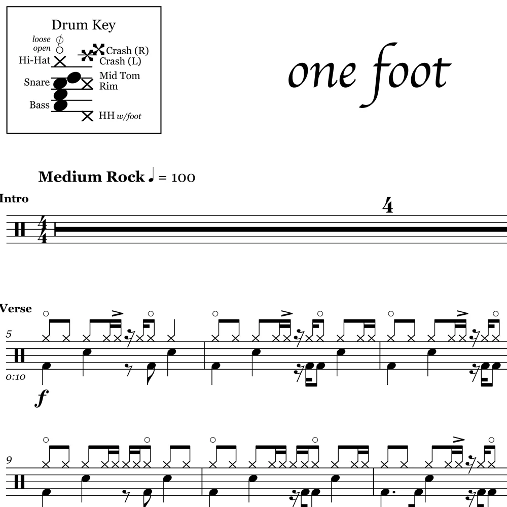 One Foot - Walk The Moon - Drum Sheet Music - Image 2