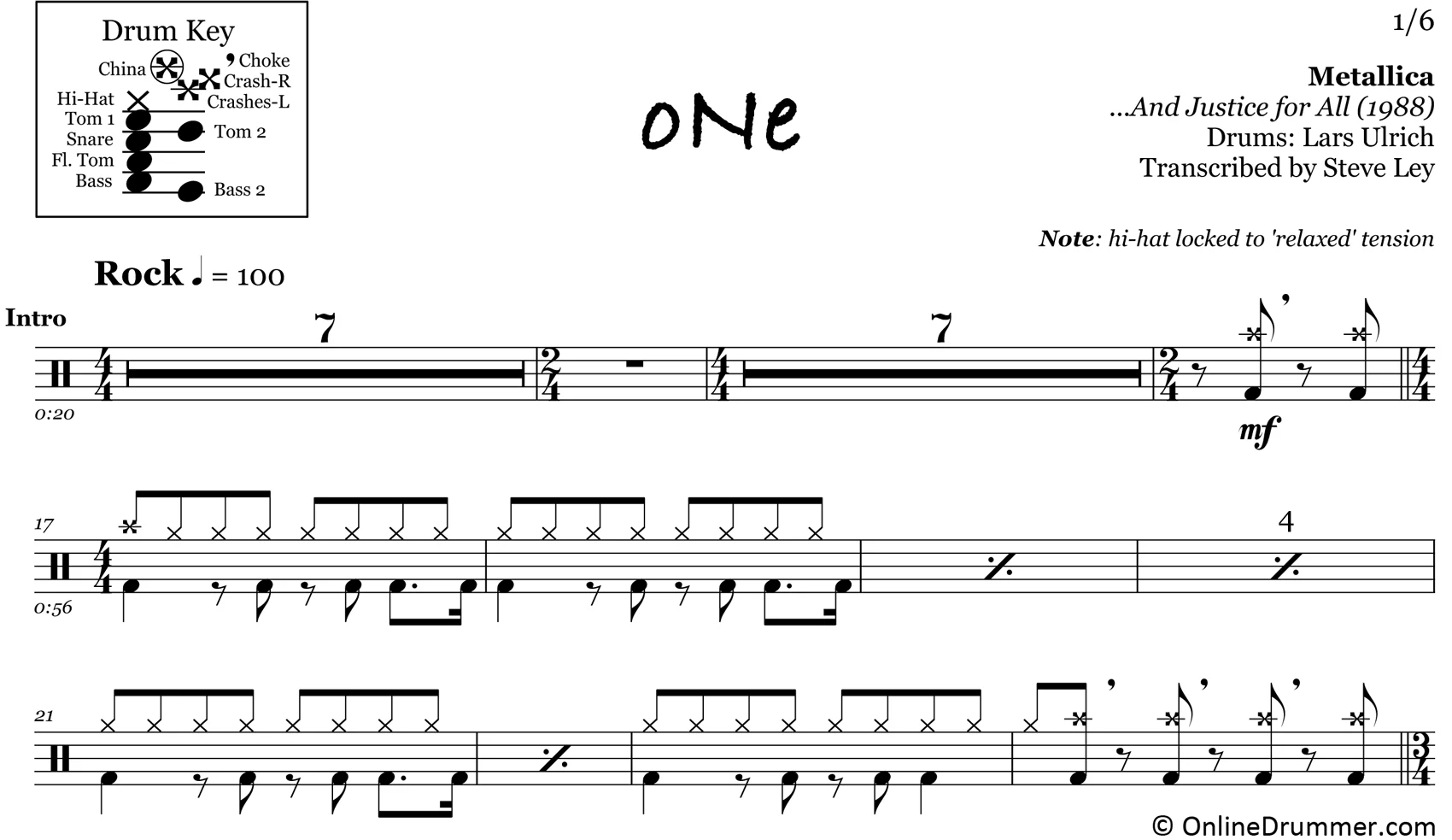 One - Metallica - Drum Sheet Music - Image 3