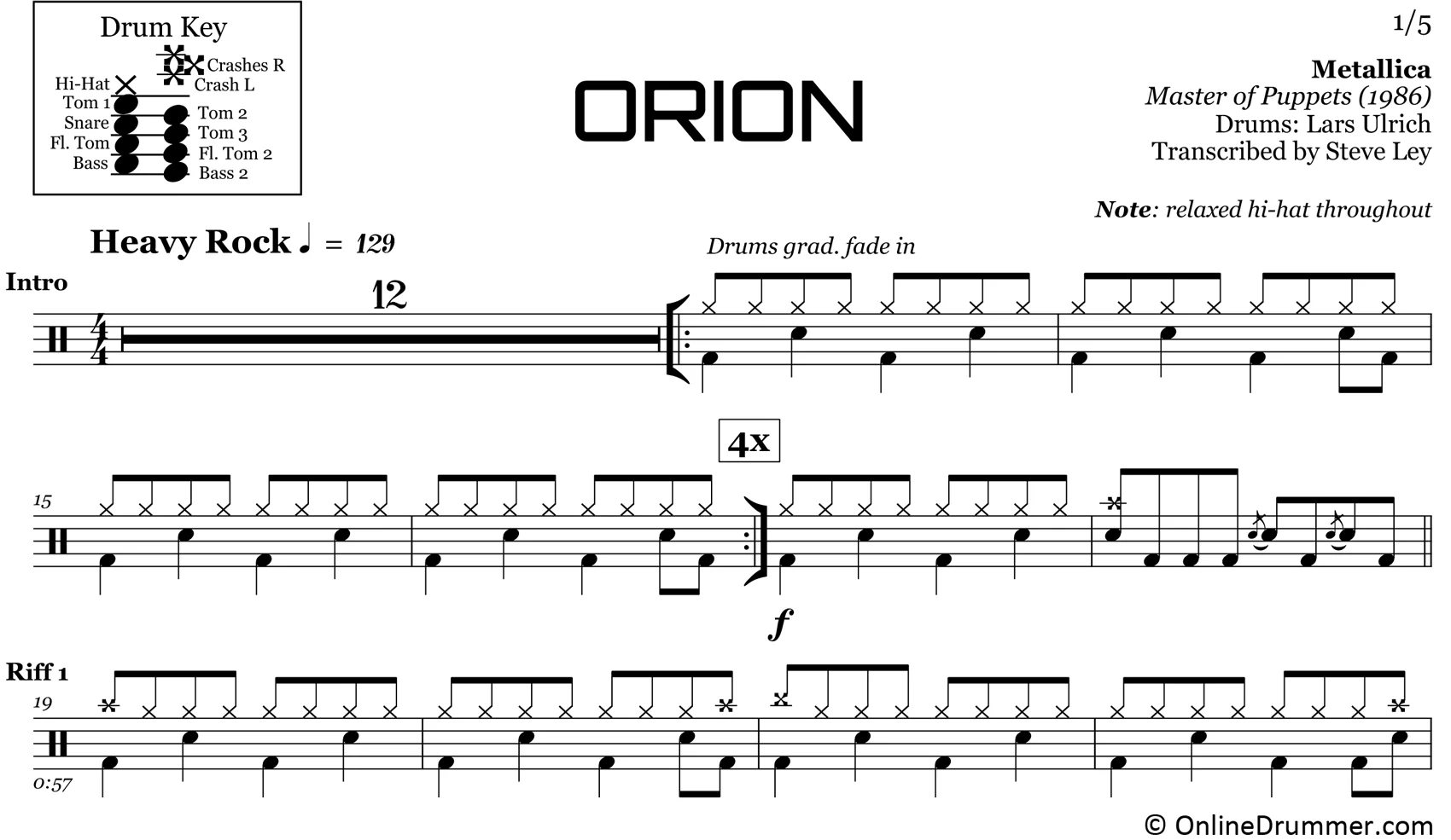 Orion - Metallica - Drum Sheet Music - Image 3