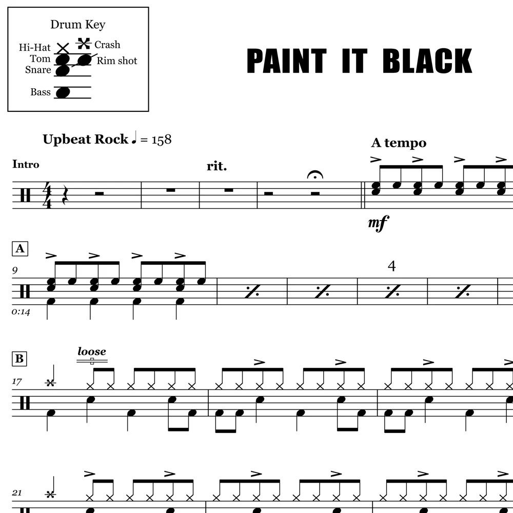 Paint It Black - The Rolling Stones - Drum Sheet Music - Image 2