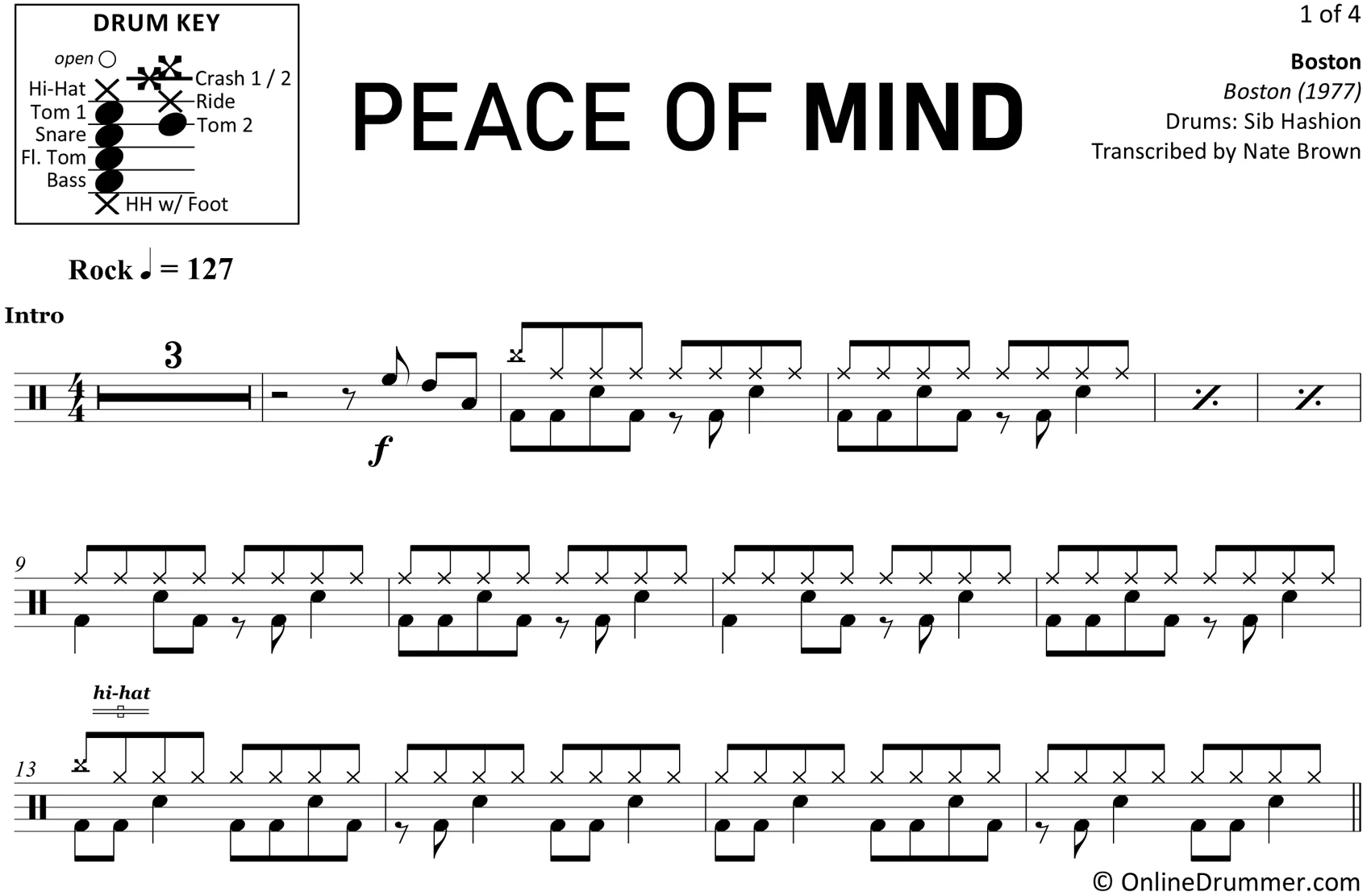 Peace of Mind - Boston - Drum Sheet Music - Image 3