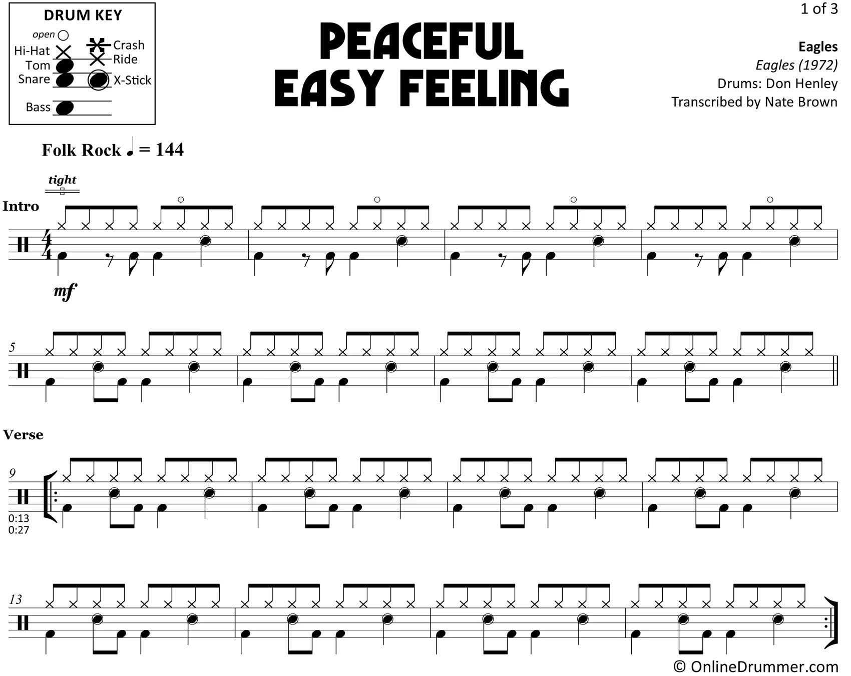 Peaceful Easy Feeling - Eagles - Drum Sheet Music - Image 3
