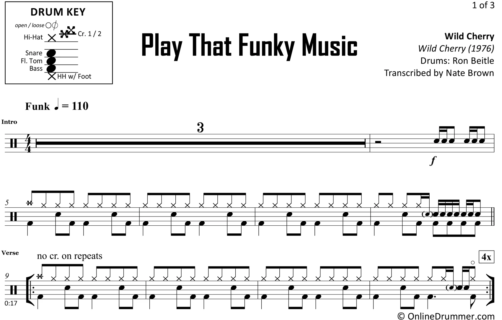 Play That Funky Music - Wild Cherry - Drum Sheet Music - Image 3