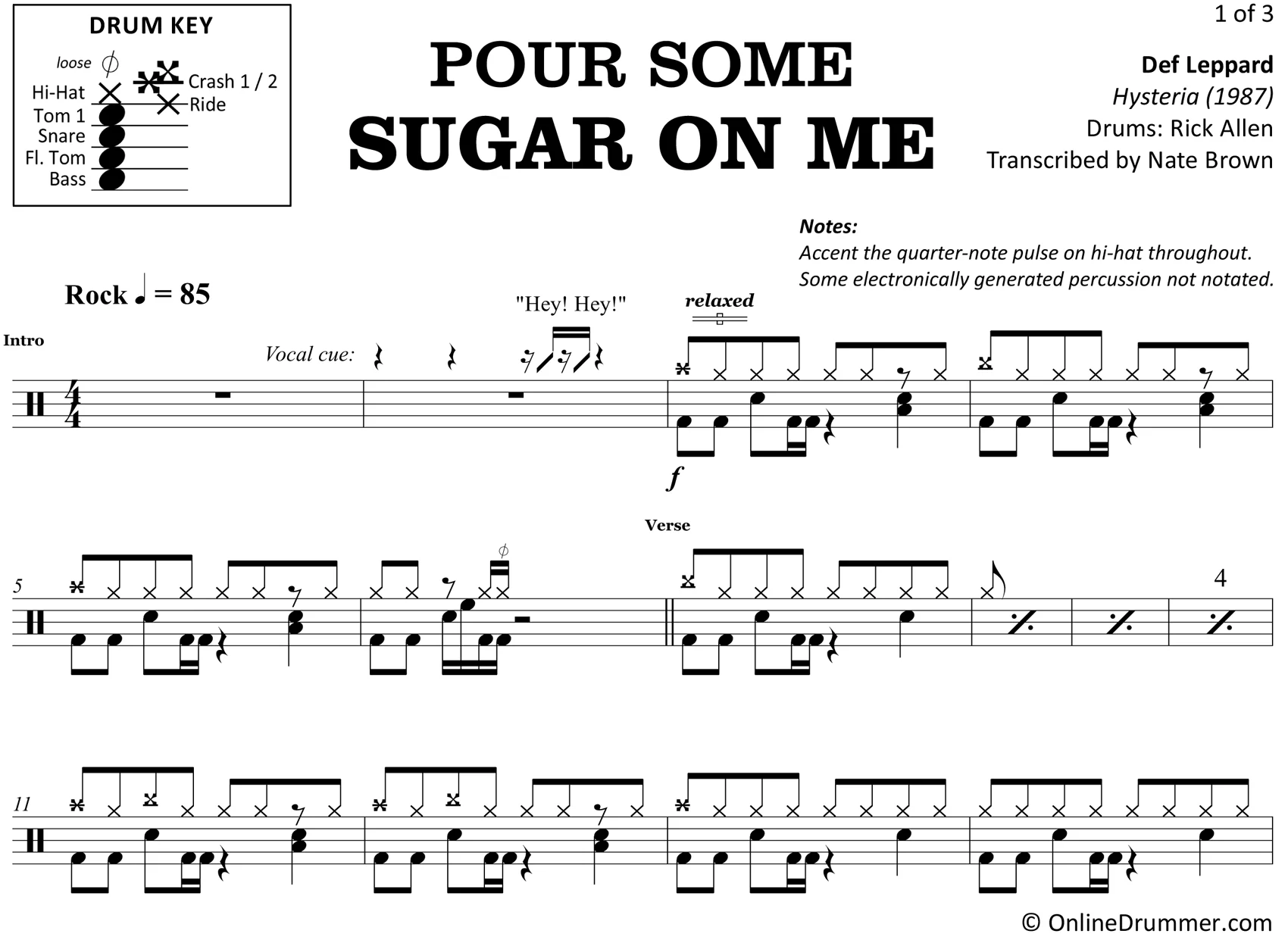 Pour Some Sugar on Me - Def Leppard - Drum Sheet Music - Image 3