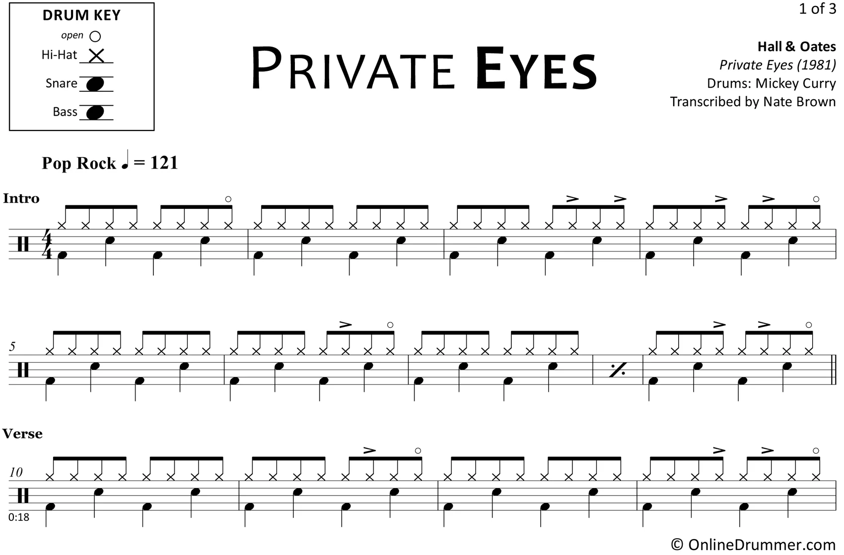 Private Eyes - Hall and Oates - Drum Sheet Music - Image 3