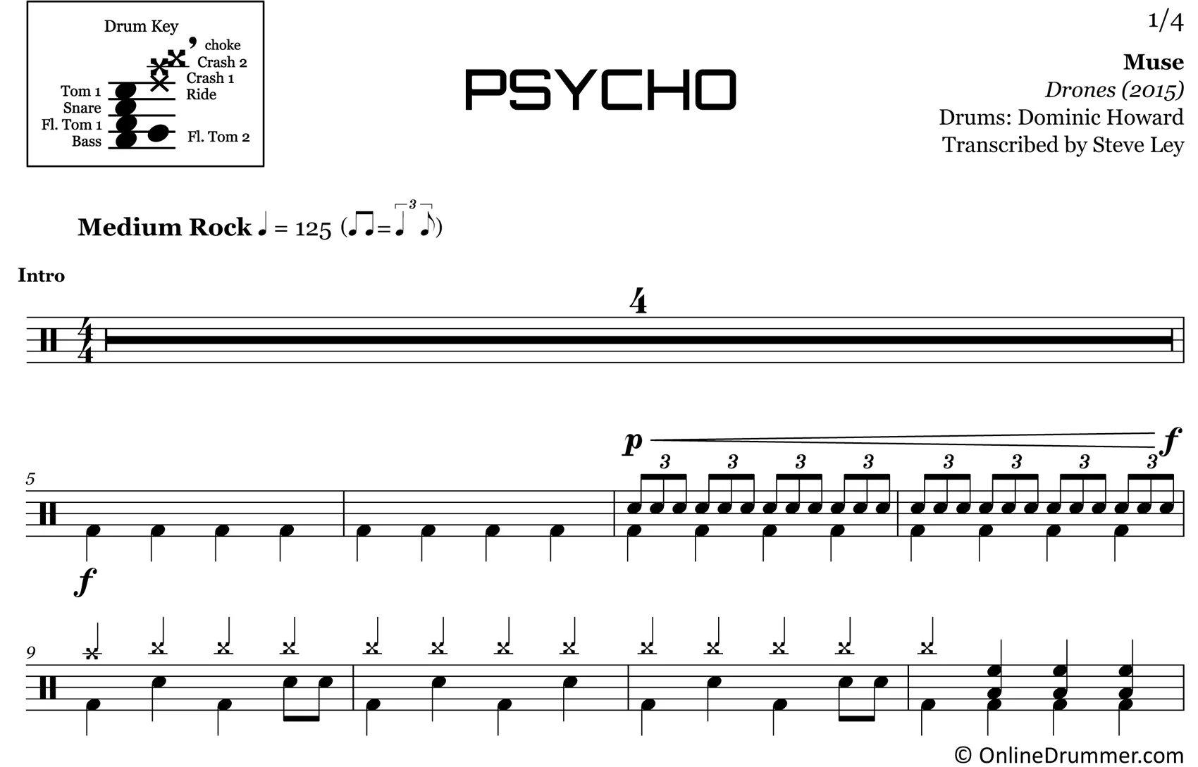 Psycho - Muse - Drum Sheet Music - Image 3