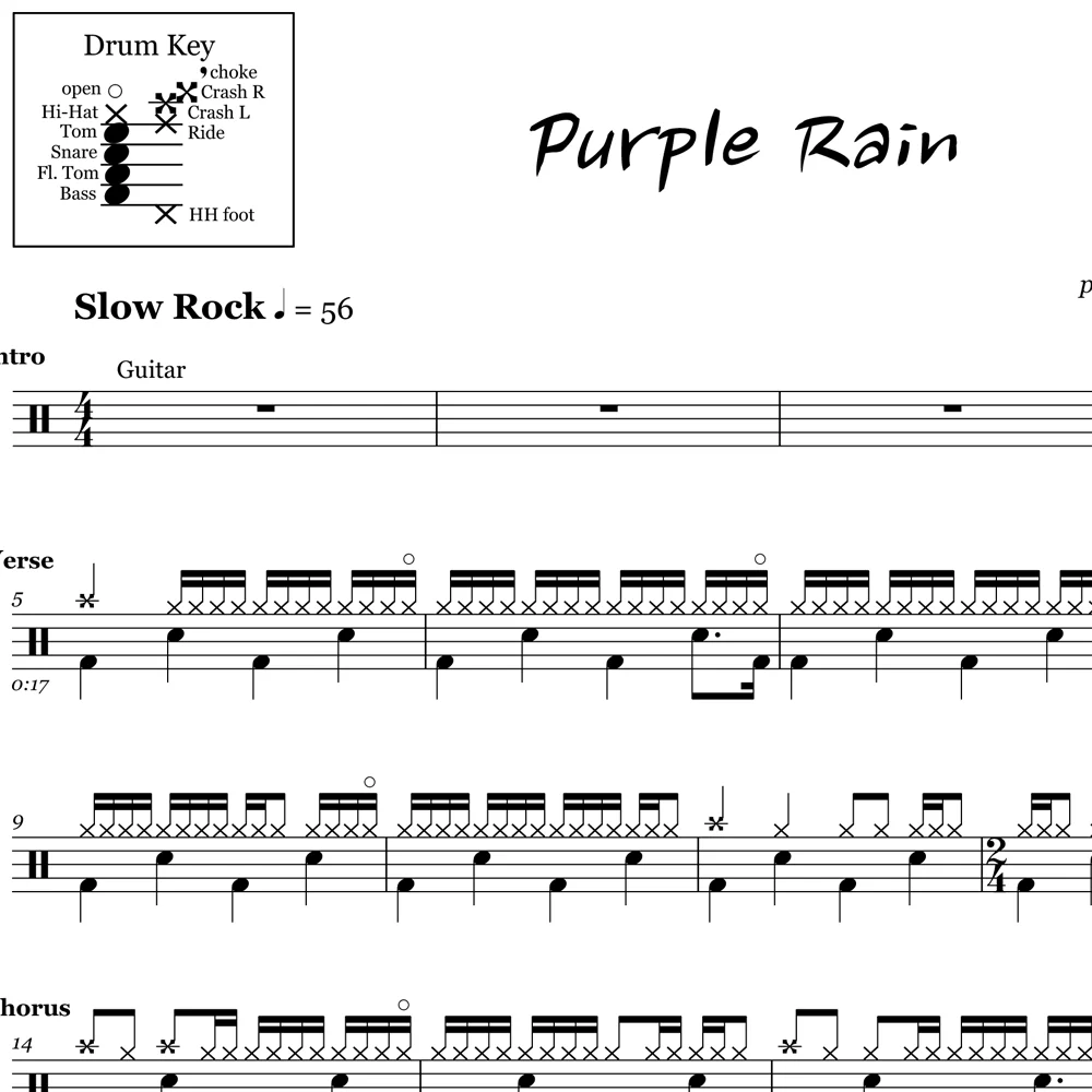 Purple Rain - Prince - Drum Sheet Music - Image 2