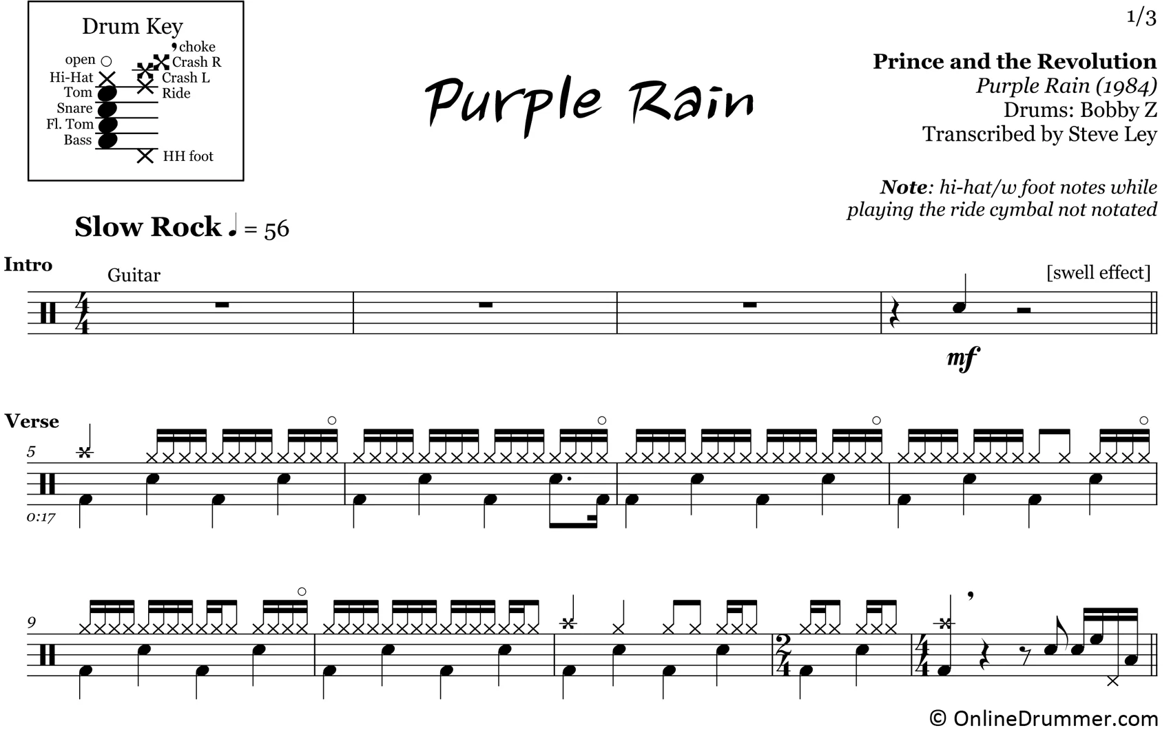 Purple Rain - Prince - Drum Sheet Music - Image 3
