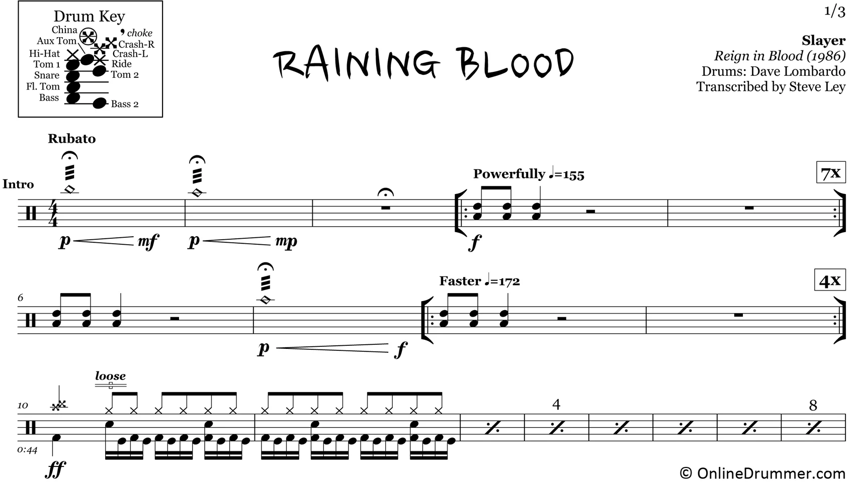 Raining Blood - Slayer - Drum Sheet Music - Image 3