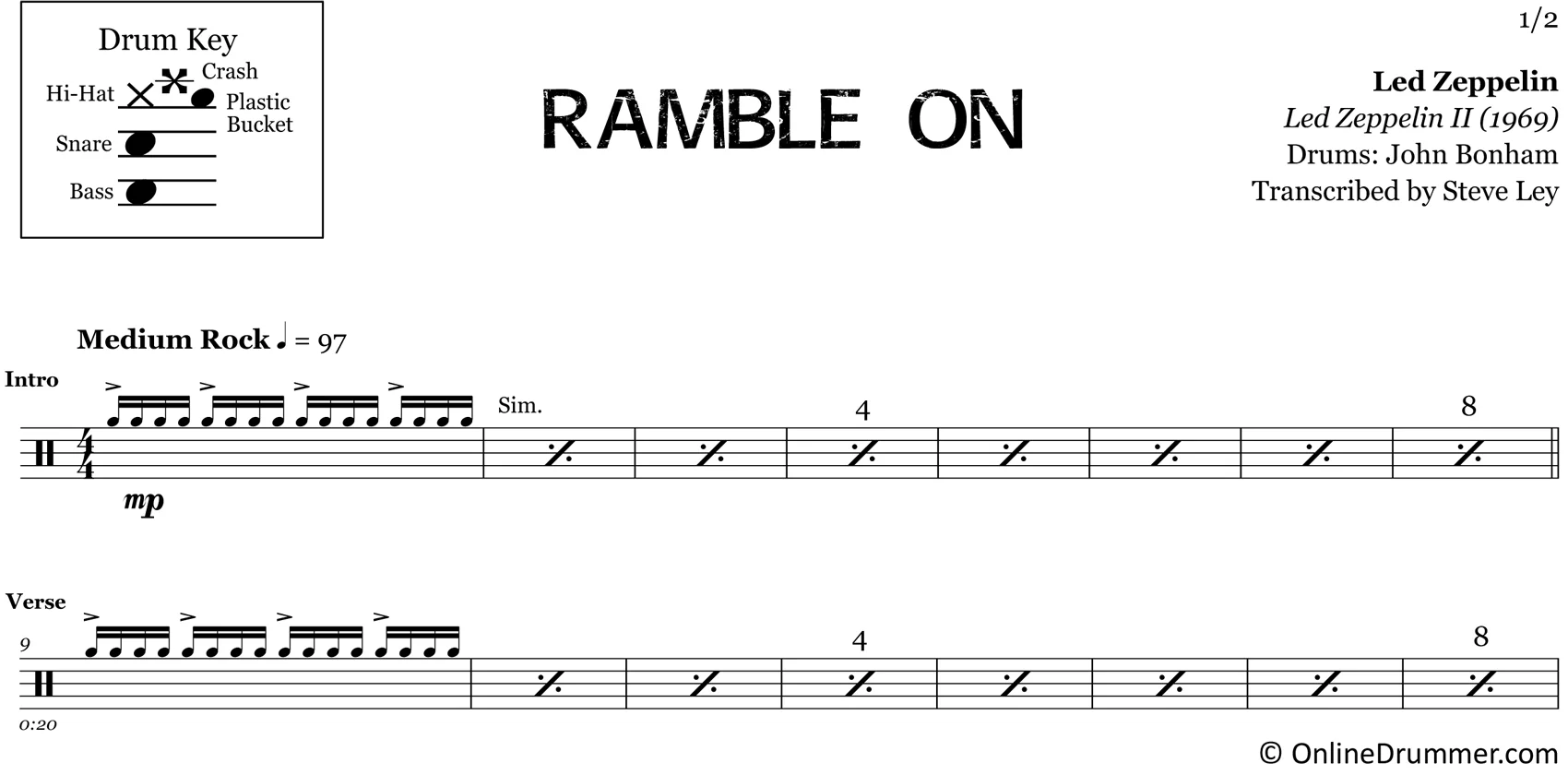 Ramble On - Led Zeppelin - Drum Sheet Music - Image 3