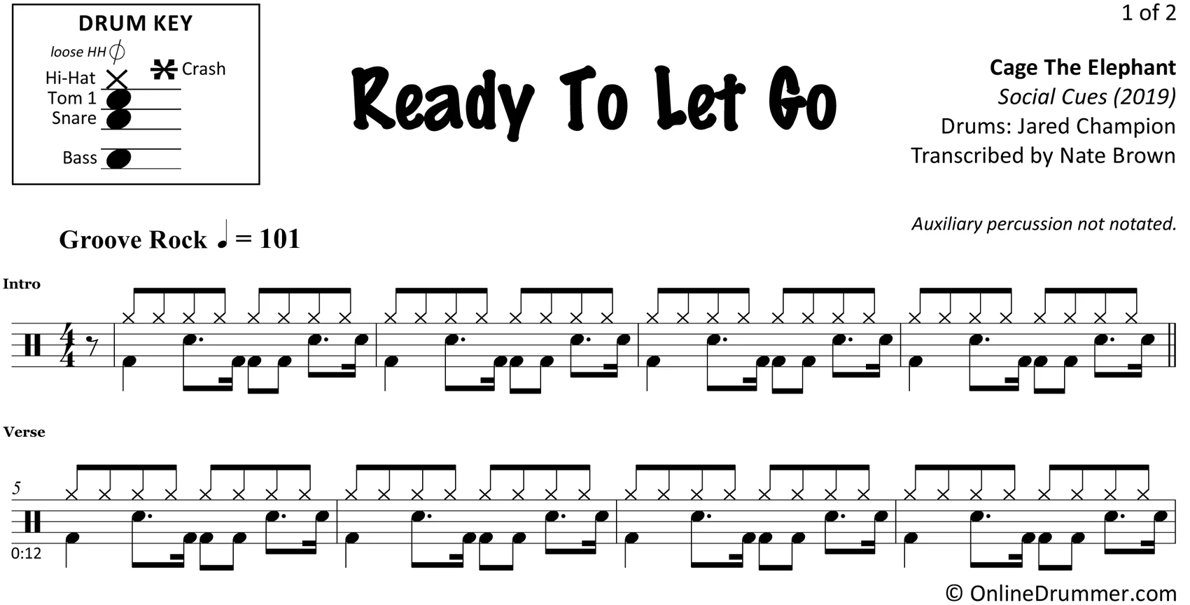 Ready To Let Go - Cage The Elephant - Drum Sheet Music - Image 3