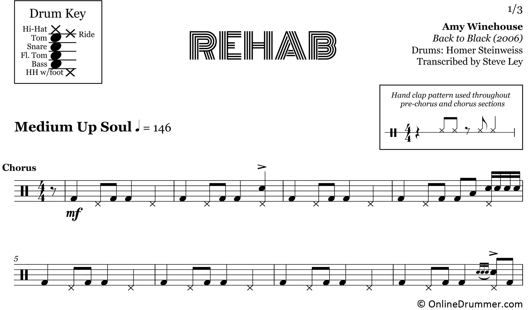 Rehab - Amy Winehouse - Drum Sheet Music - Image 3