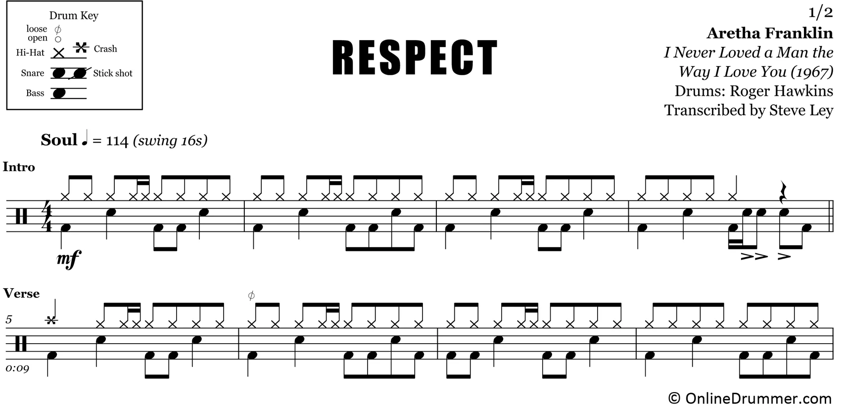 Respect - Aretha Franklin - Drum Sheet Music - Image 3