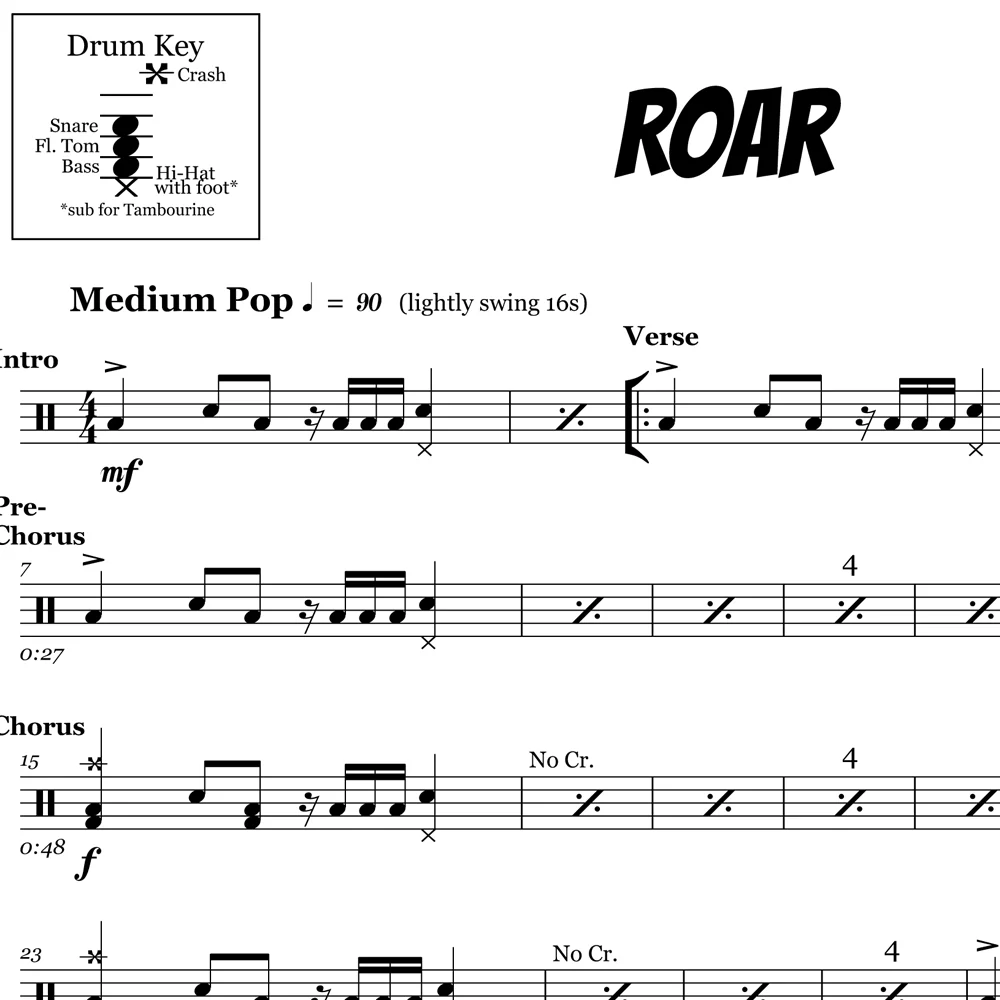 Roar - Katy Perry - Drum Sheet Music - Image 2