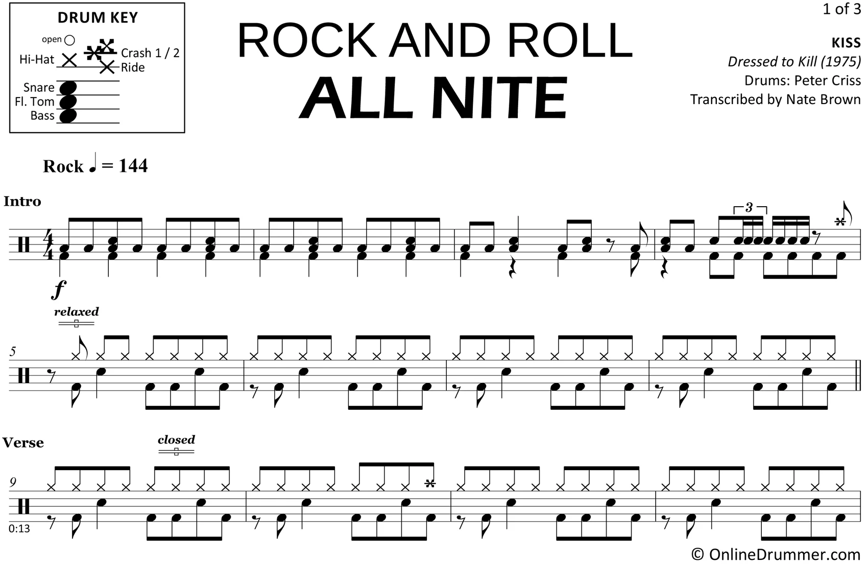 Rock and Roll All Nite - KISS - Drum Sheet Music - Image 3