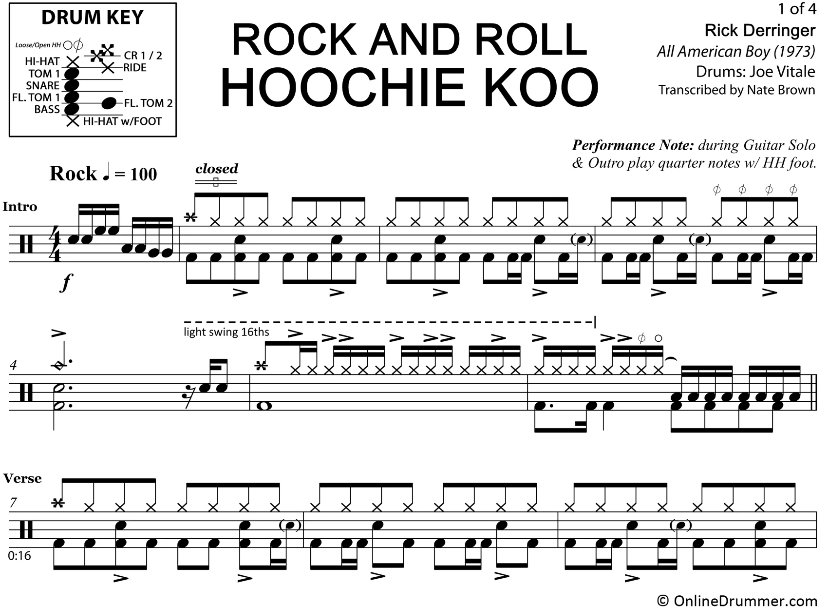 Rock and Roll, Hoochie Koo - Rick Derringer - Drum Sheet Music - Image 3