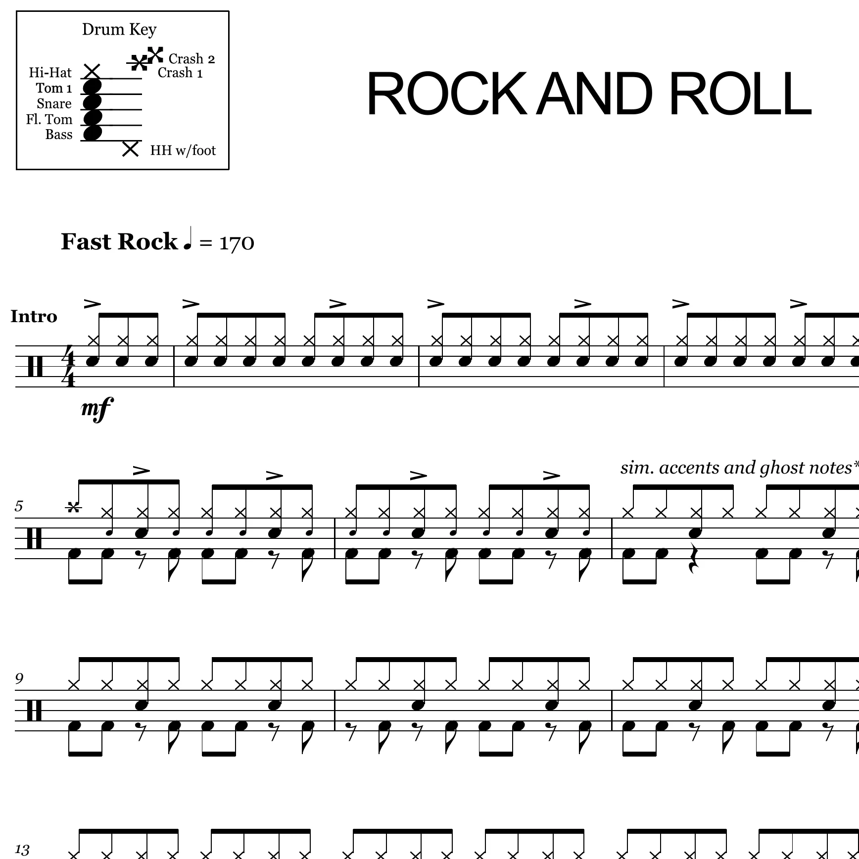 Rock and Roll - Led Zeppelin - Drum Sheet Music - Image 2