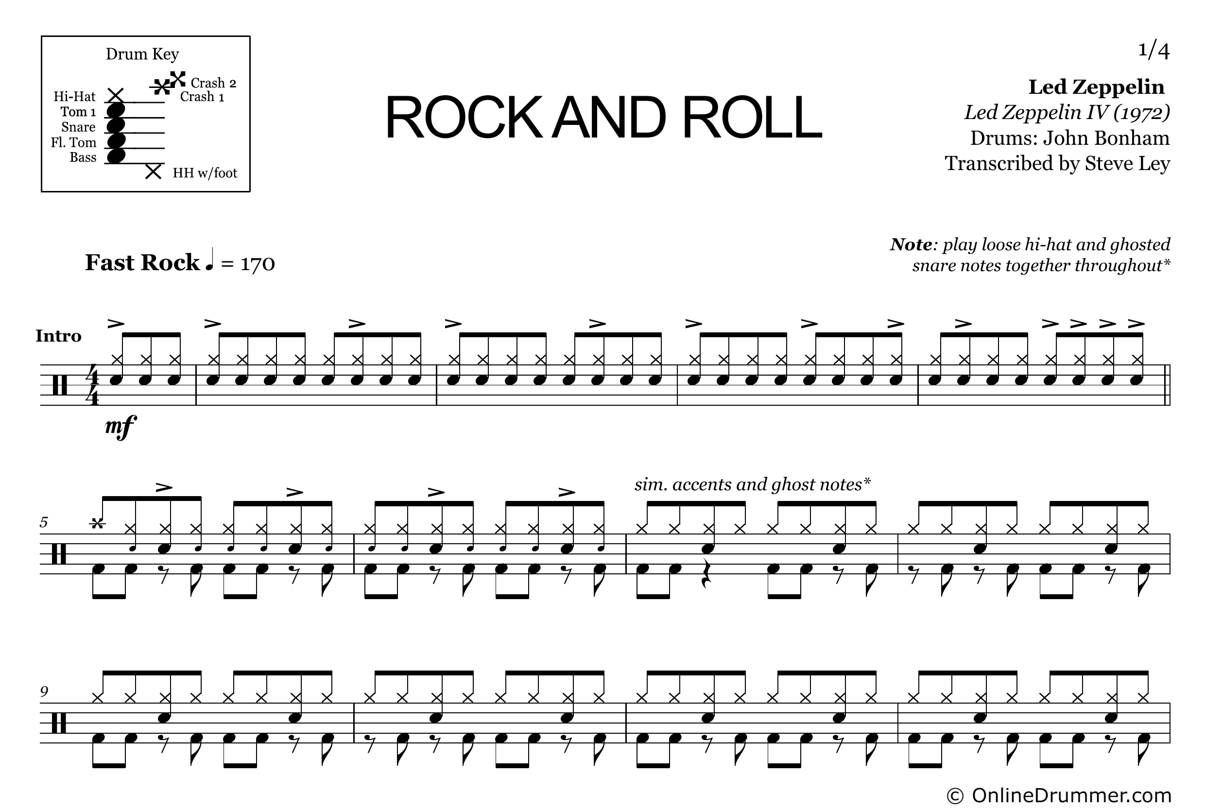 Rock and Roll - Led Zeppelin - Drum Sheet Music - Image 3
