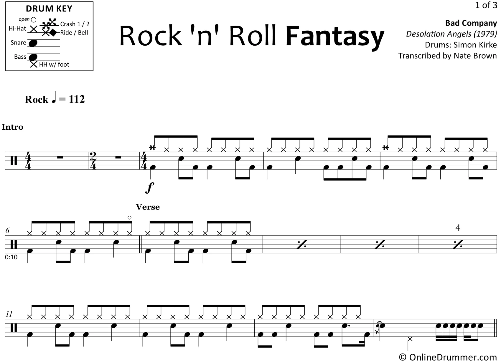 Rock 'n' Roll Fantasy - Bad Company - Drum Sheet Music - Image 3