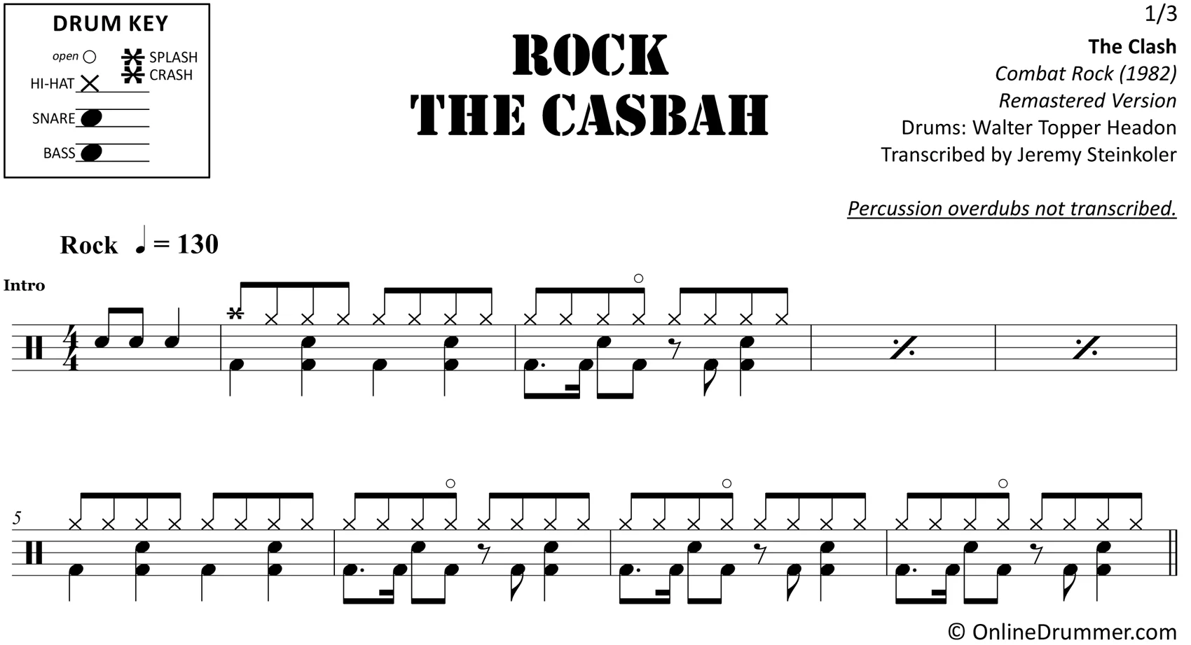 Rock The Casbah - The Clash - Drum Sheet Music - Image 3
