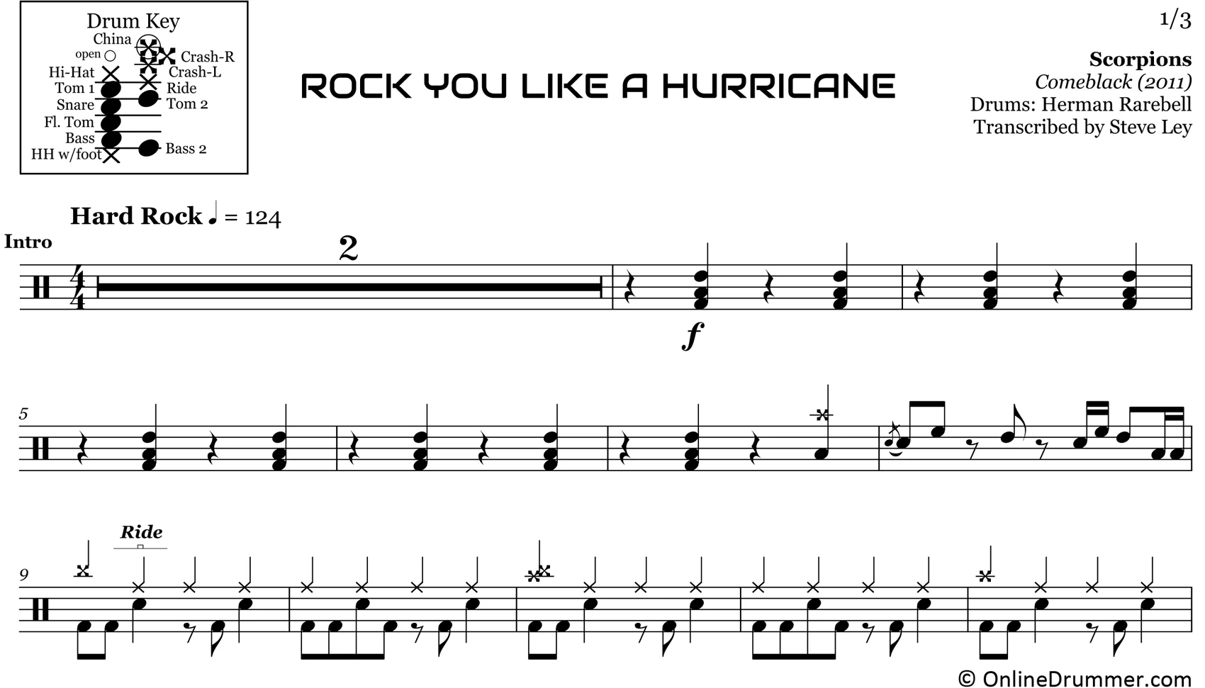 Rock You Like a Hurricane - Scorpions - Drum Sheet Music - Image 3