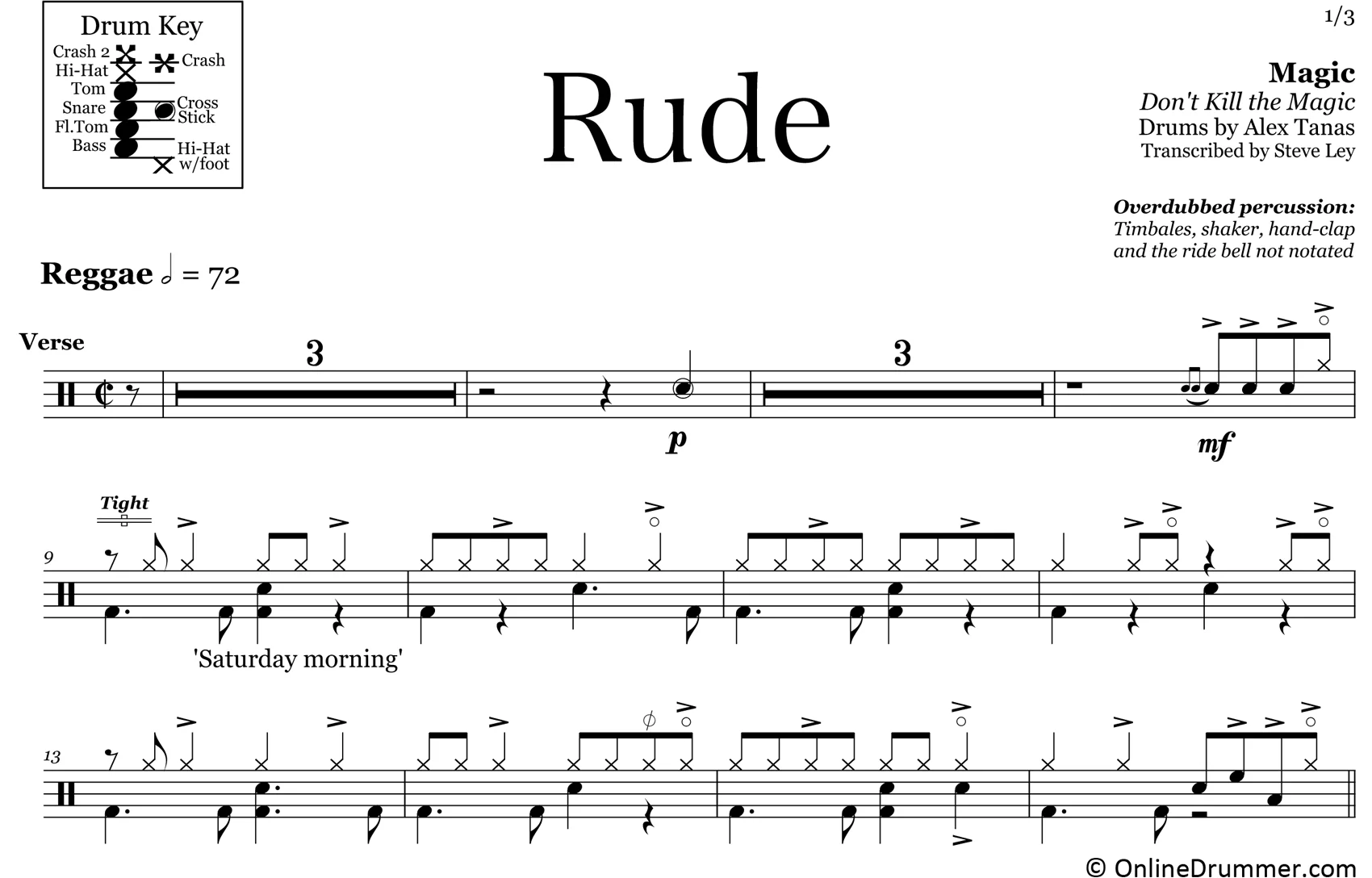 Rude - Magic - Drum Sheet Music - Image 3