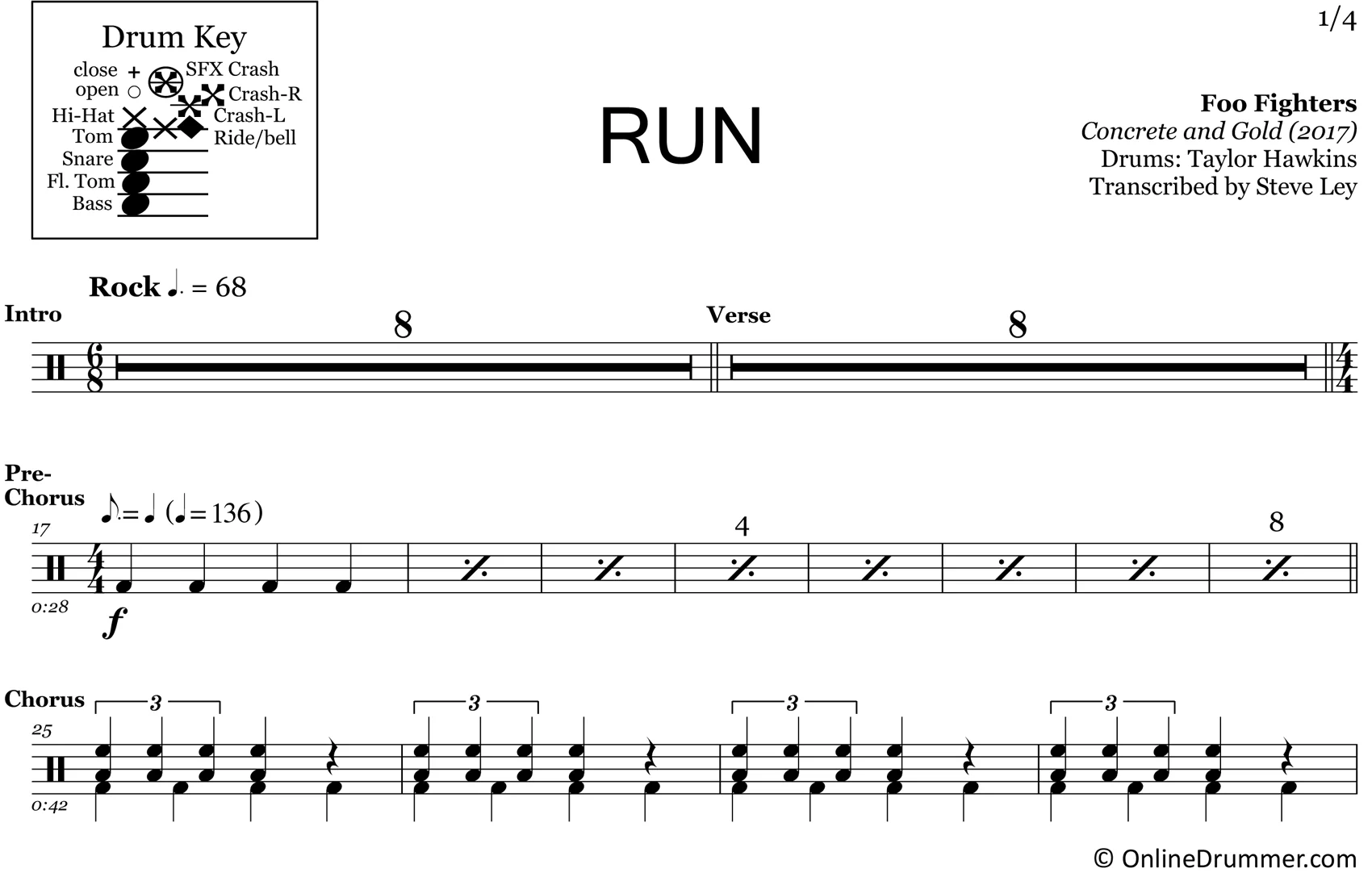 Run - Foo Fighters - Drum Sheet Music - Image 3