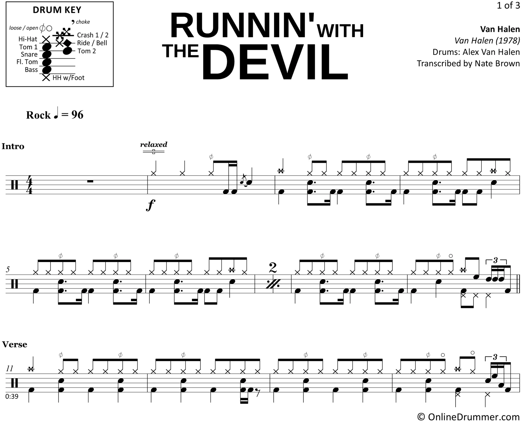 Runnin' with the Devil - Van Halen - Drum Sheet Music - Image 3