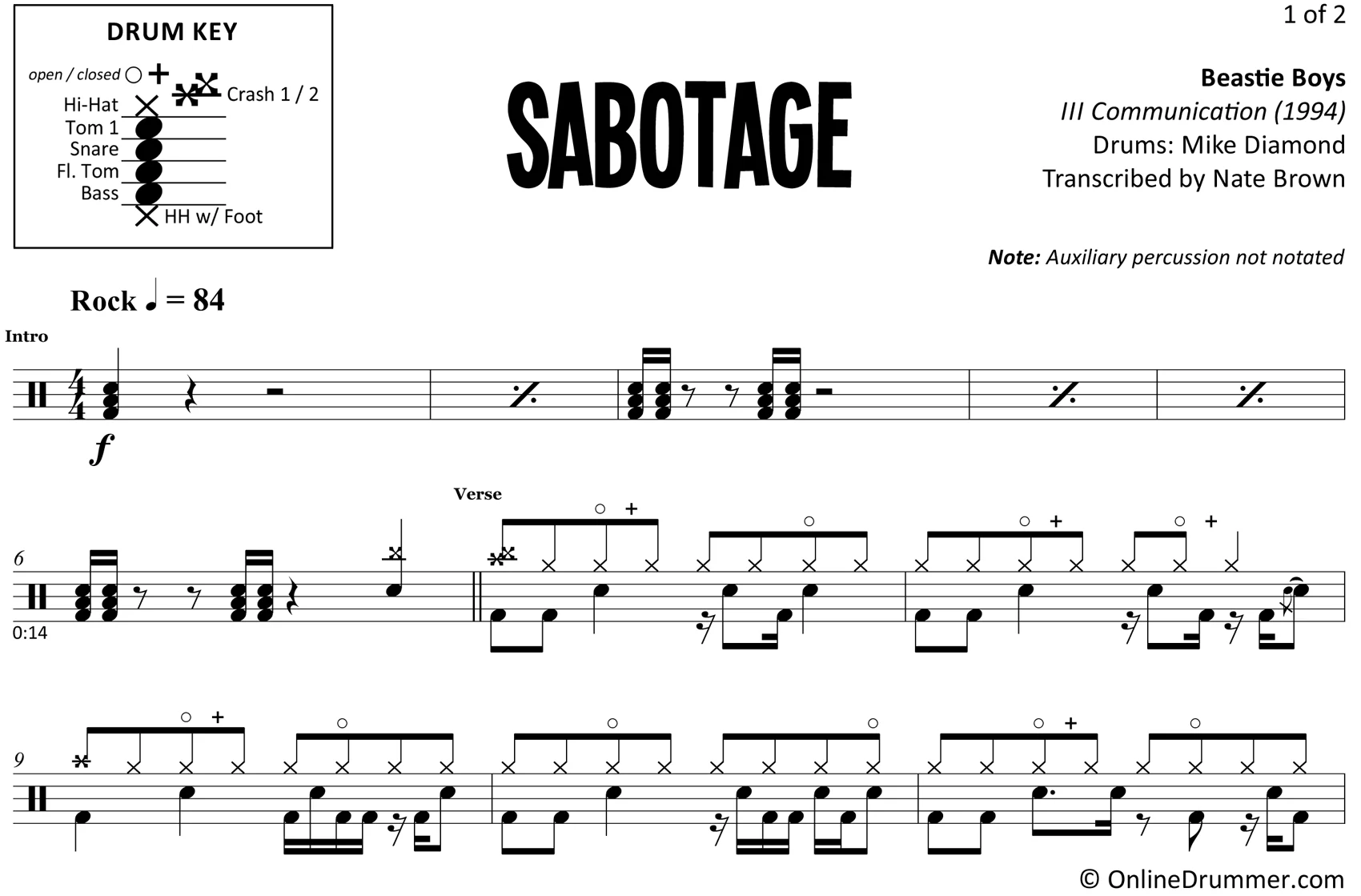 Sabotage - Beastie Boys - Drum Sheet Music - Image 3