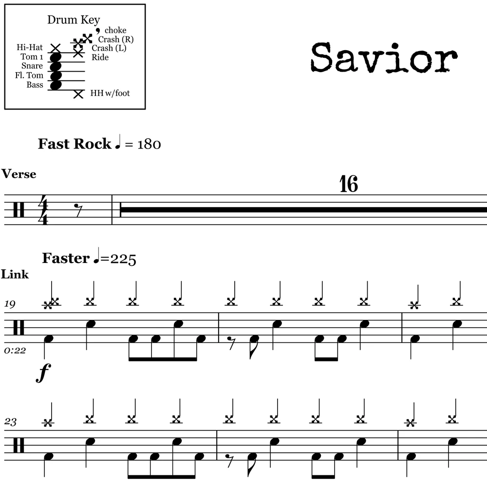 Savior - Rise Against - Drum Sheet Music - Image 2