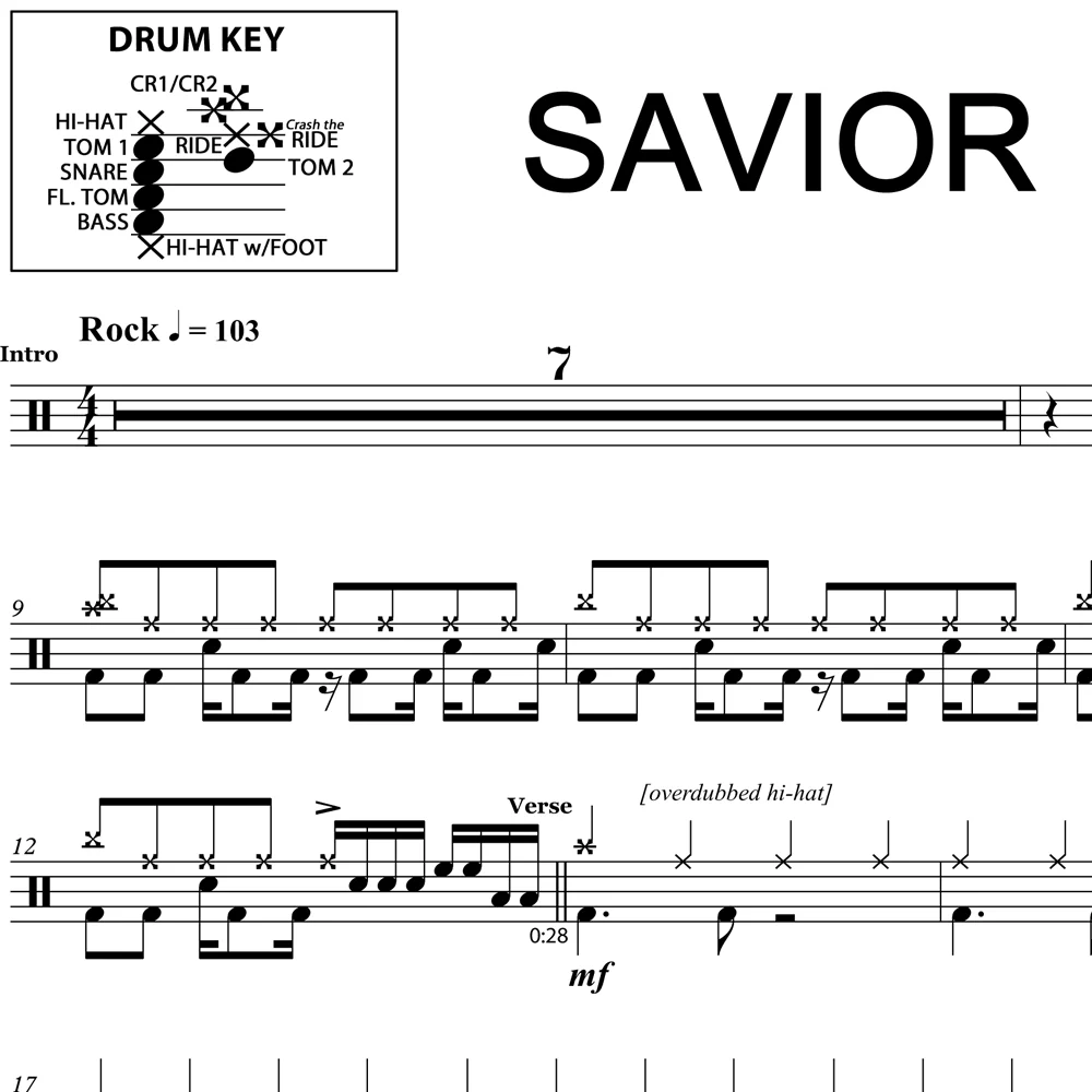 Savior - Skillet - Drum Sheet Music - Image 2