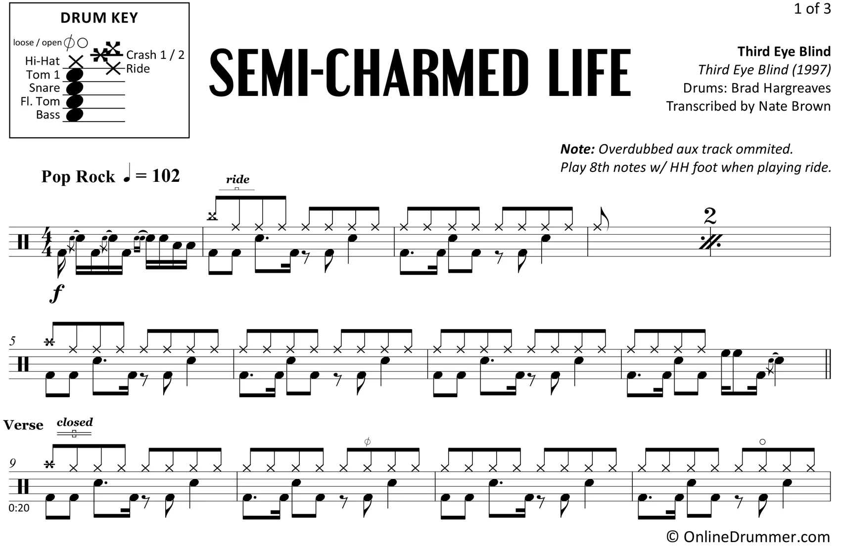 Semi-Charmed Life - Third Eye Blind - Drum Sheet Music - Image 3