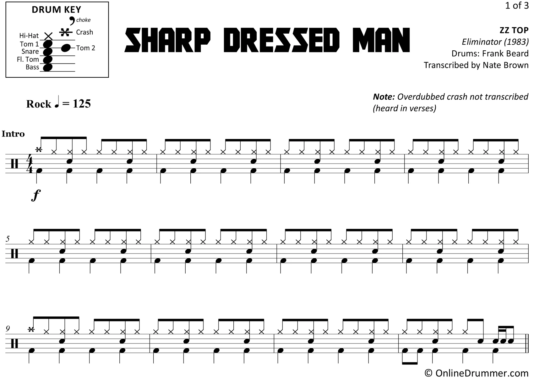 Sharp Dressed Man - ZZ Top - Drum Sheet Music - Image 3