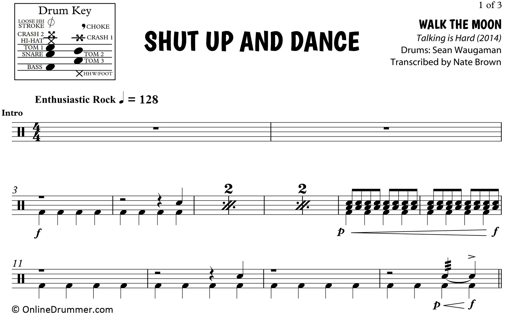 Shut Up and Dance - Walk The Moon - Drum Sheet Music - Image 3
