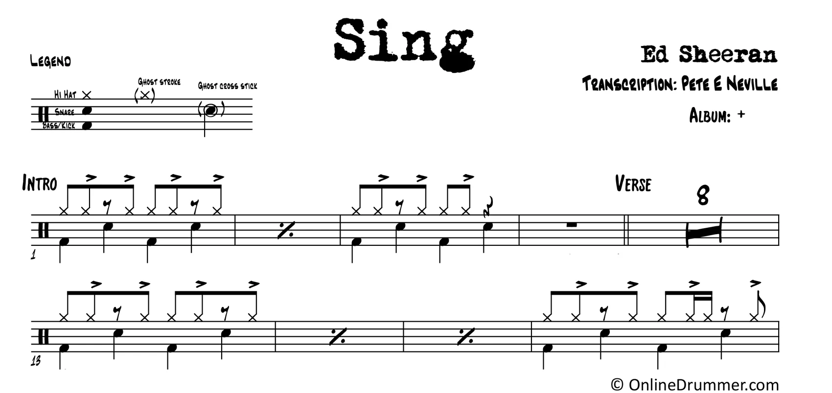 Sing - Ed Sheeran - Drum Sheet Music - Image 3