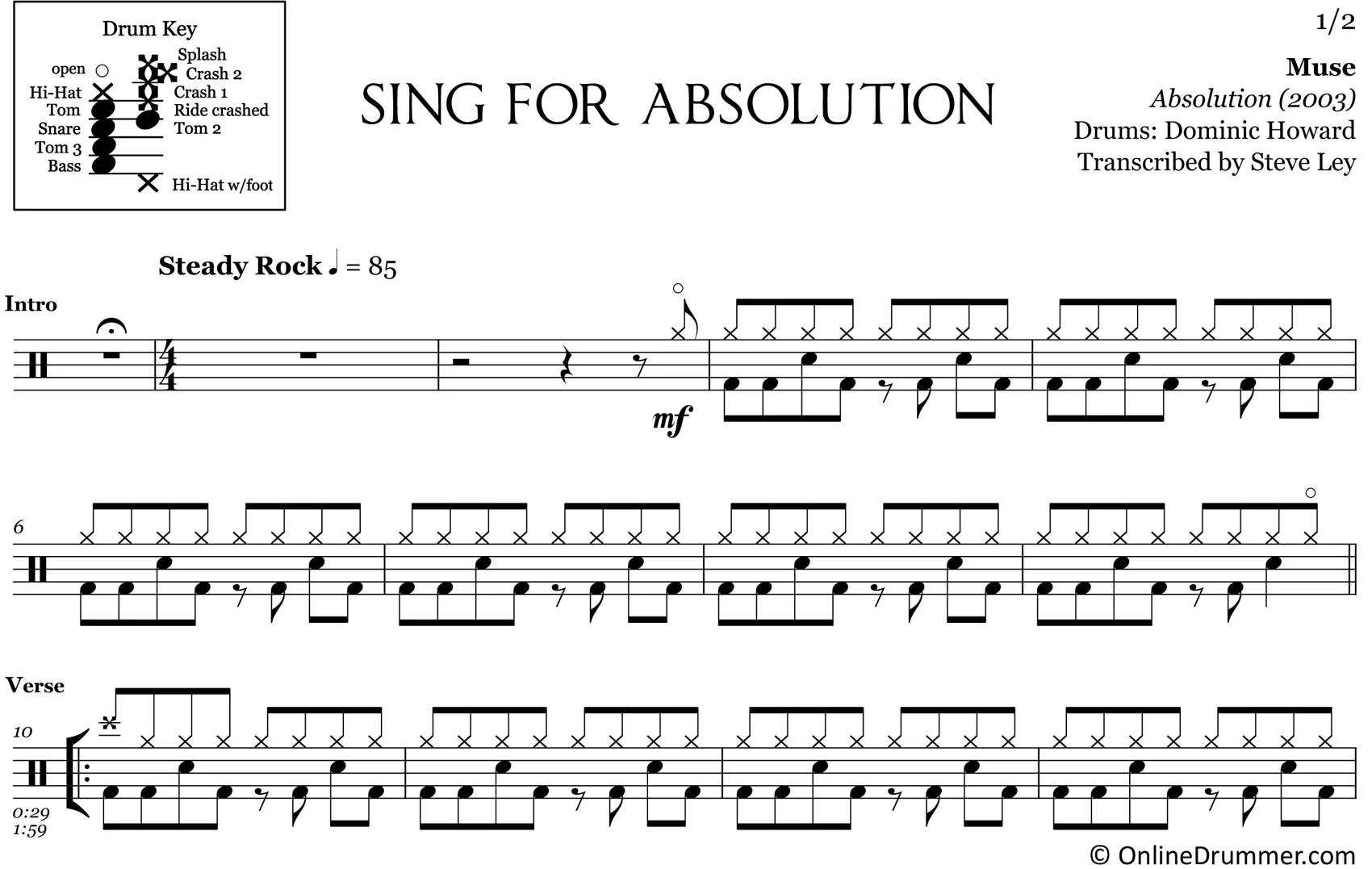 Sing For Absolution - Muse - Drum Sheet Music - Image 3