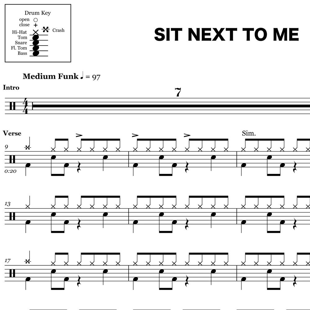 Sit Next To Me - Foster The People - Drum Sheet Music - Image 2