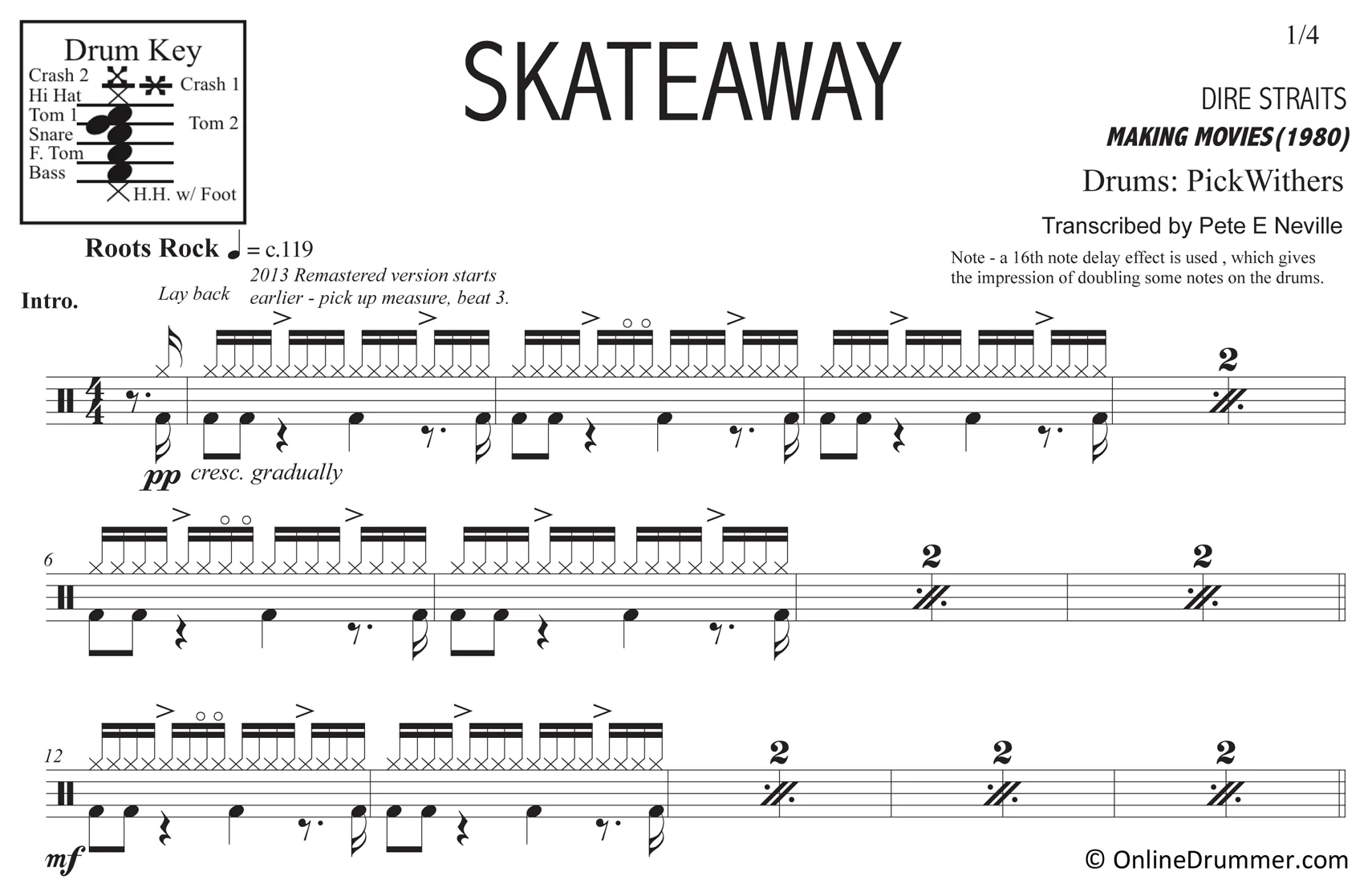 Skateaway - Dire Straits - Drum Sheet Music - Image 3