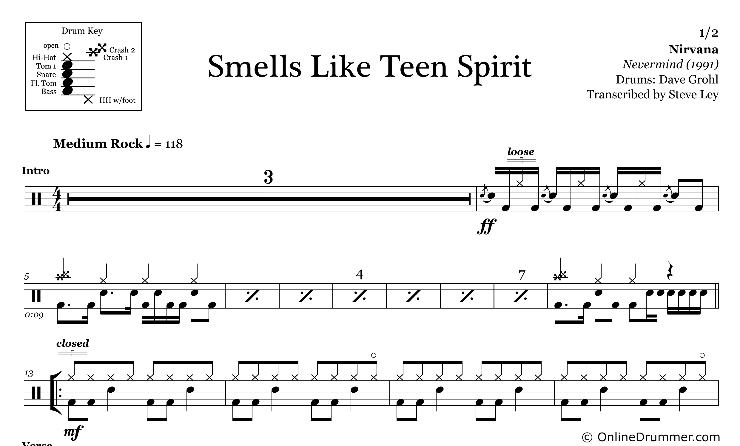Smells Like Teen Spirit - Nirvana - Drum Sheet Music - Image 3