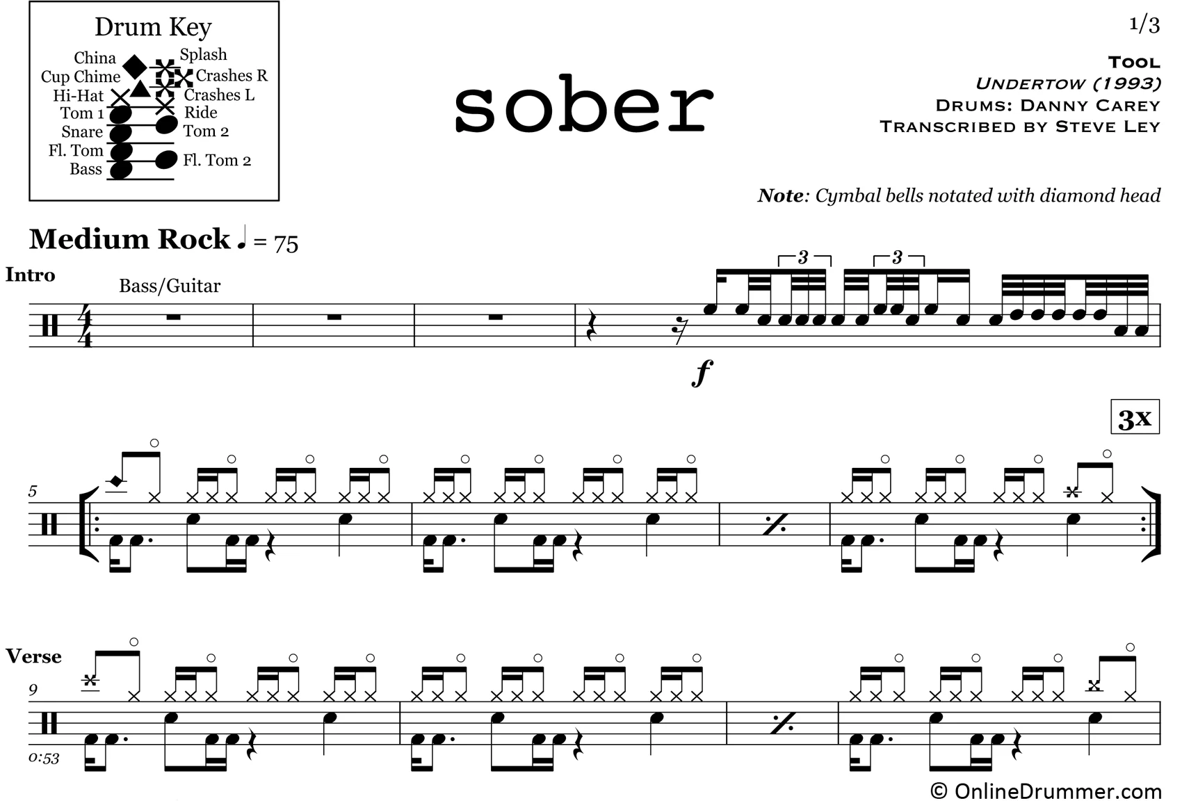 Sober - Tool - Drum Sheet Music - Image 3